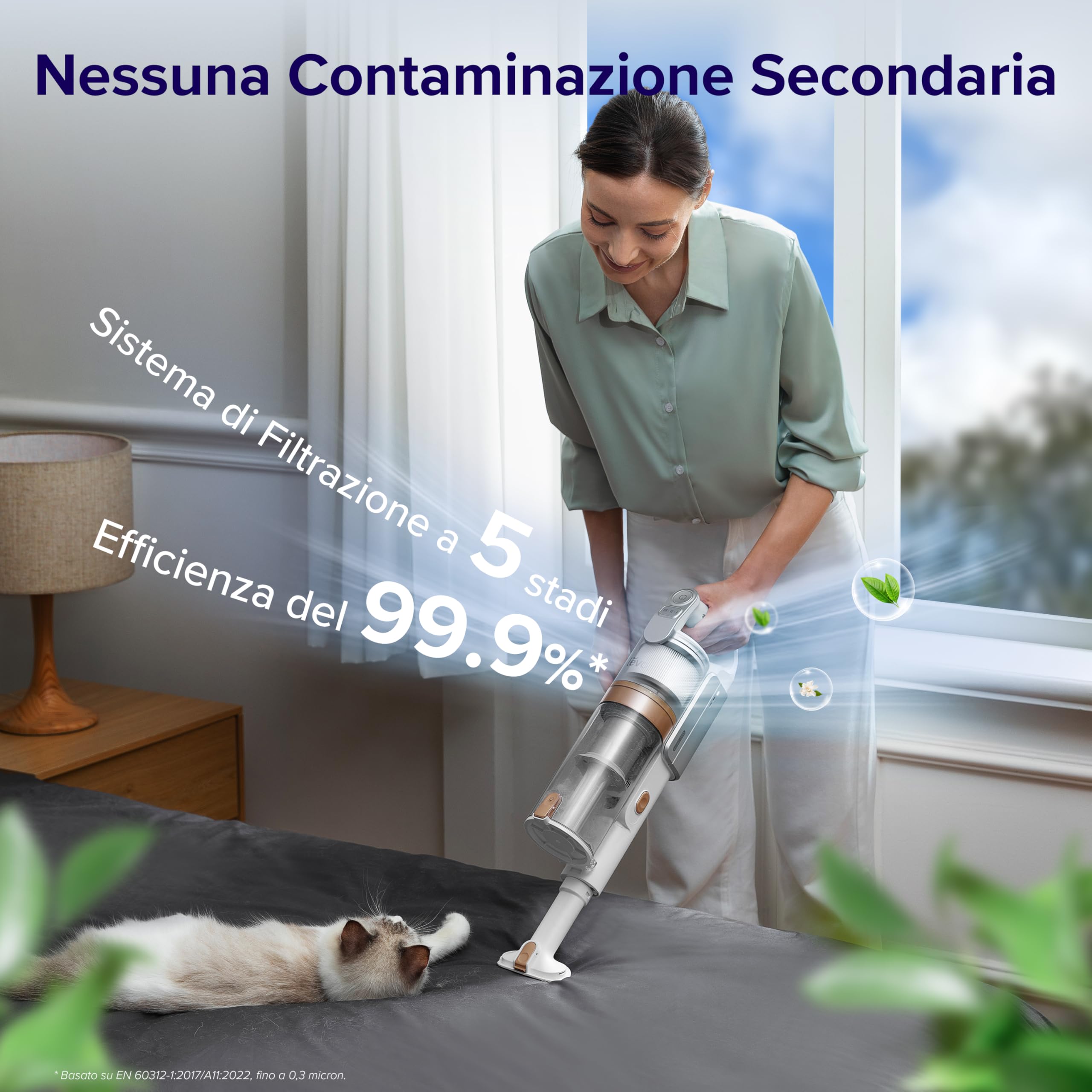 LEVOIT Aspirapolvere Senza Fili con Tecnologia Antigroviglio, 3 Modalità, 12-50 Minuti, Filtrazione al 5 Stadi, Scopa Elettrica Senza Fili con 3 Spazzole, per Peli, Pavimento, Auto, Oro Rosa