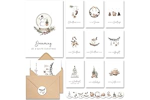 AUDREE Christmas Cards With Envelopes & Matching Stickers
