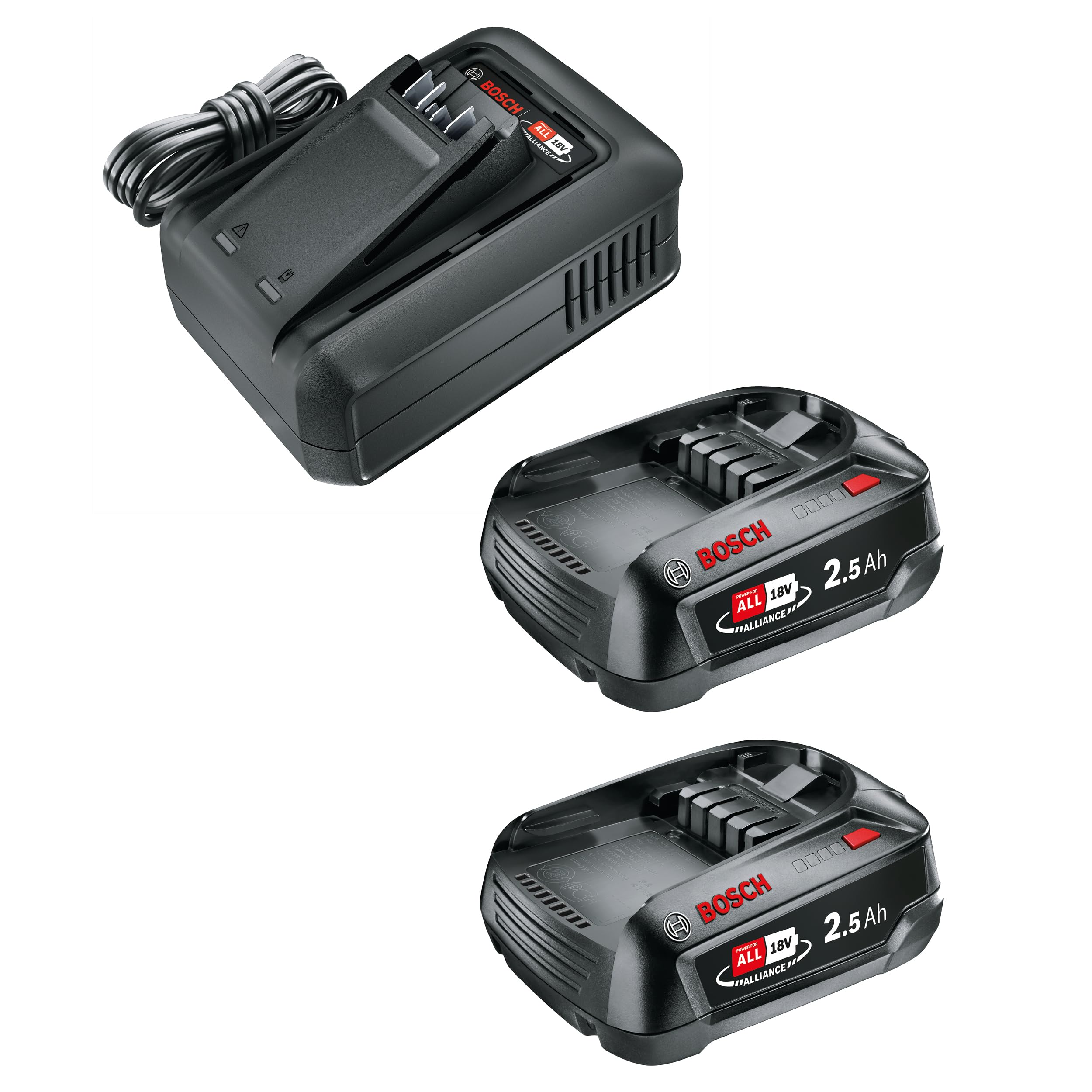 Gardena Kit de Inicio P4A QC AL18V 44 + 2X 2,5 Ah Baterías y Cargadores: Parte de la Serie Power FOR All, Rendimiento Constante, Carga rápida, Indicador de Estado de Carga (14914-20)