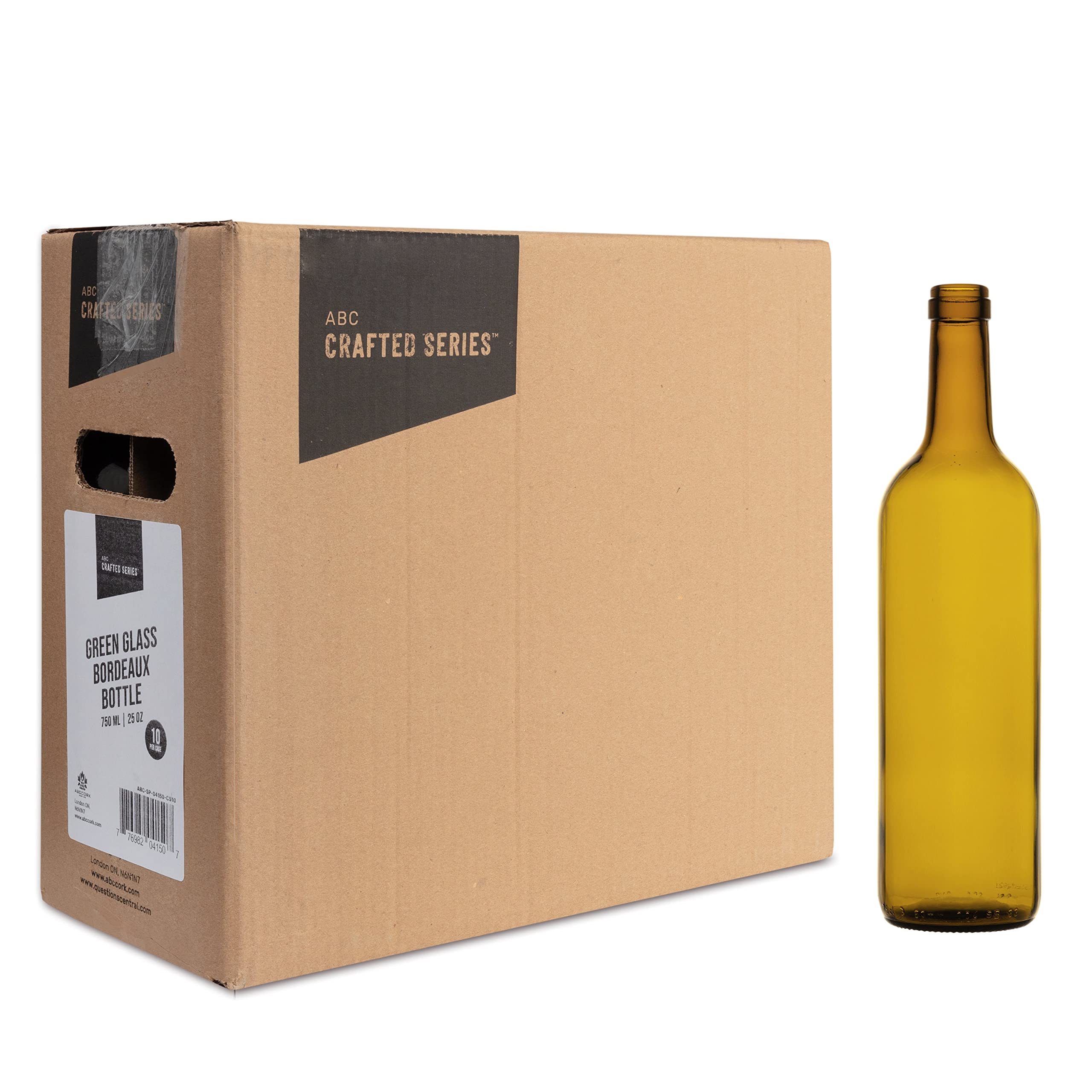 ABC Crafted Series Bottles (Cinnamon Brown Glass Bordeaux Bottle - 750 ml | 25.4 oz (10/Pack))