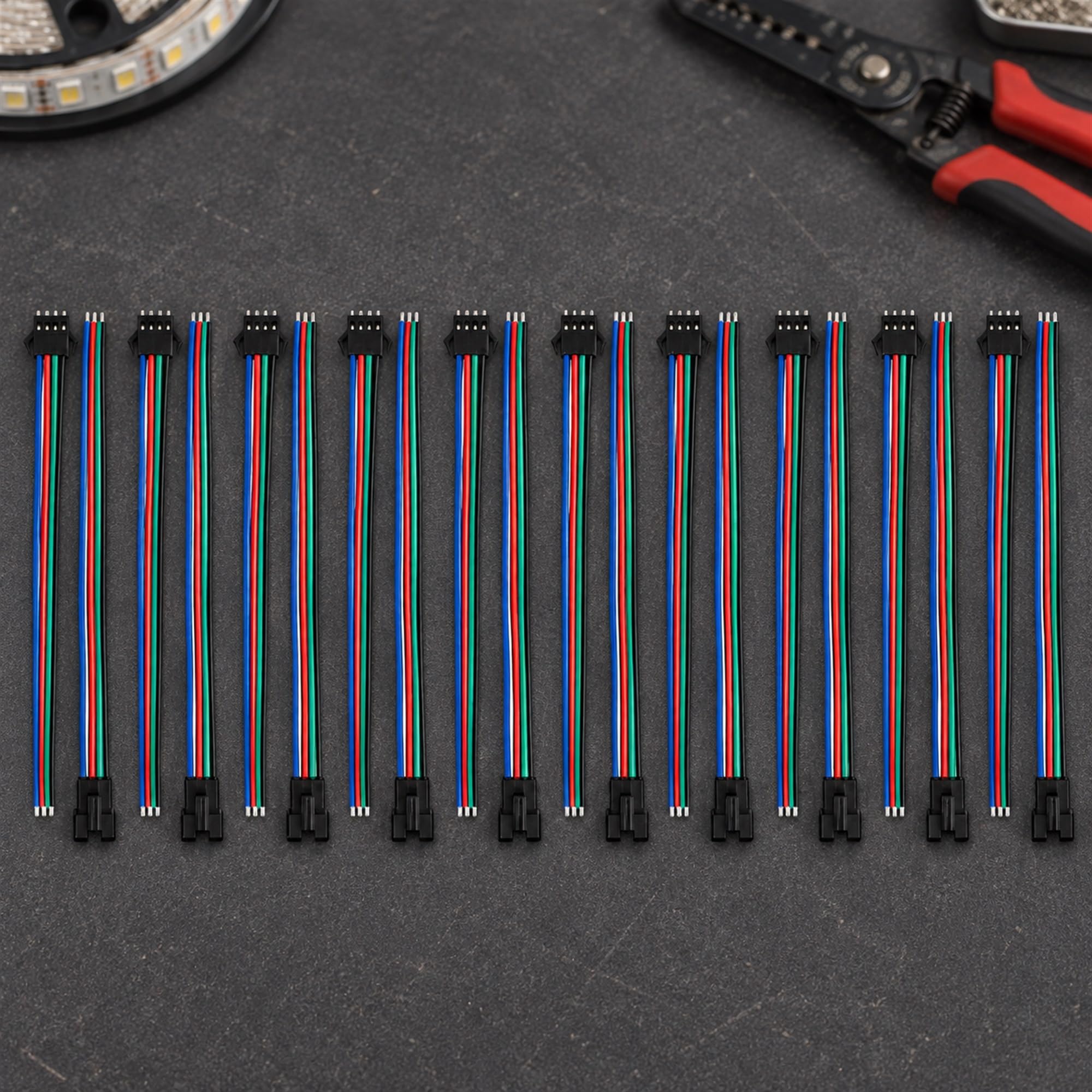 RGB LED Strip Connector Cables for Lighting Installation, Extension Connections and Indoor Decorative Lighting Projects