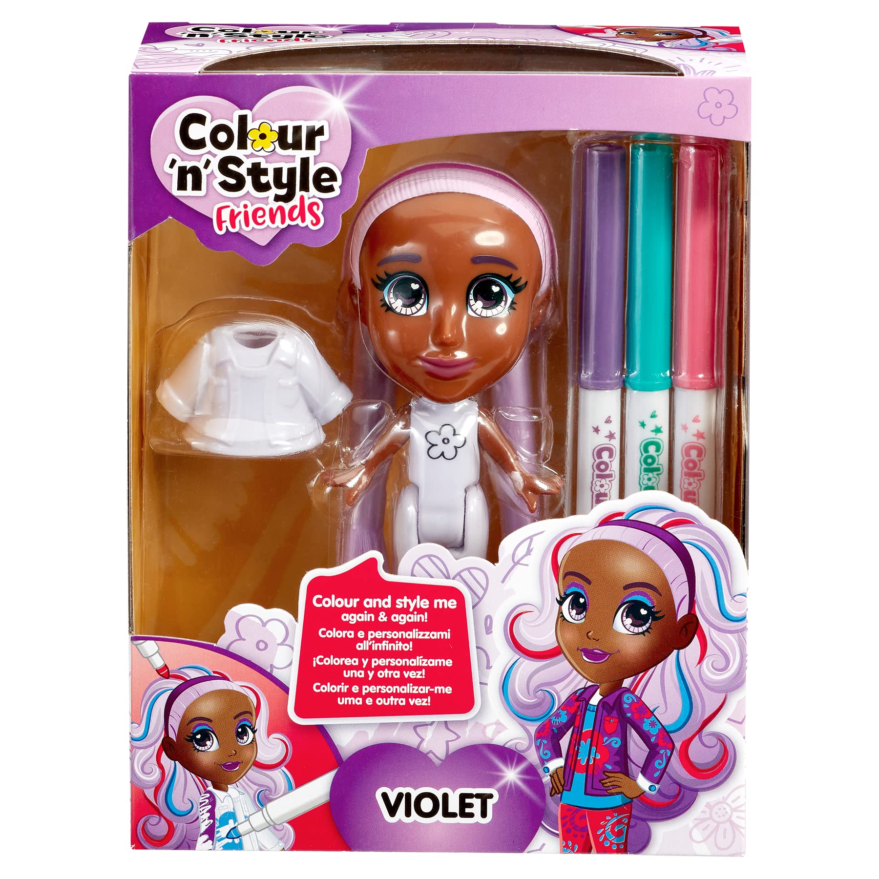 Colour N Style Friends ¡Colorea y personaliza tu muñeca una y otra vez! Arts and crafts, set de manualidades con rotuladores lavables . Juegos para pintar. Marcadores fashion style.