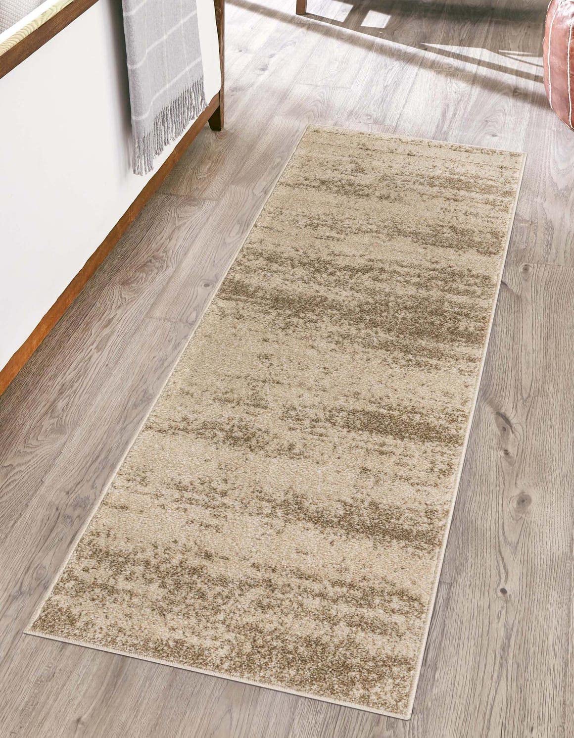 Rugs.com Angelica Collection Rug – 8 Ft Runner Bone Beige Medium Rug Perfect for Hallways, Entryways