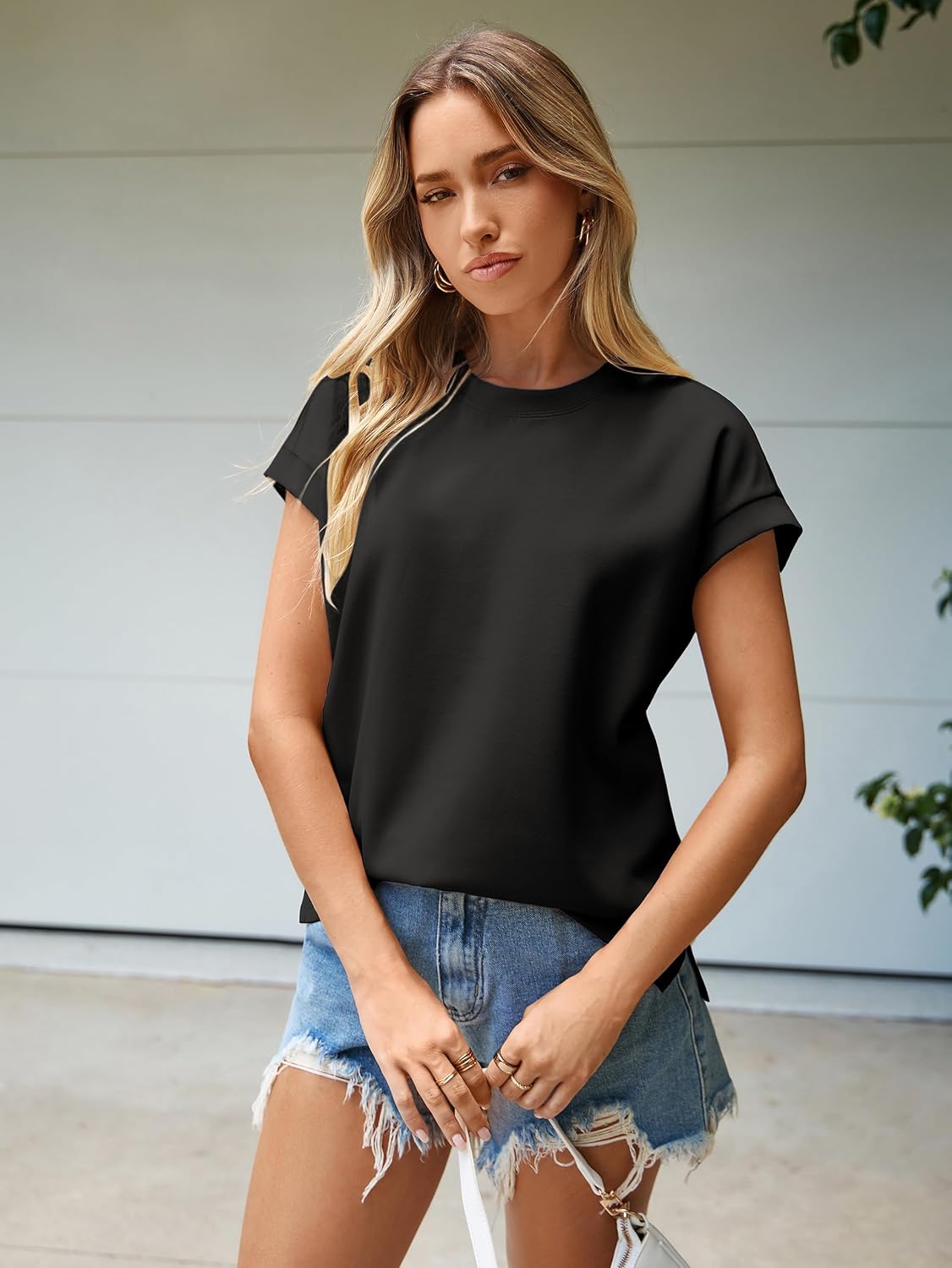 Glamaker Women Cap Sleeve Basic Tops Crewneck Striped Tee Shirts Summer Short Sleeve T-Shirt Casual Fashion Clothes 2026 - Image 6