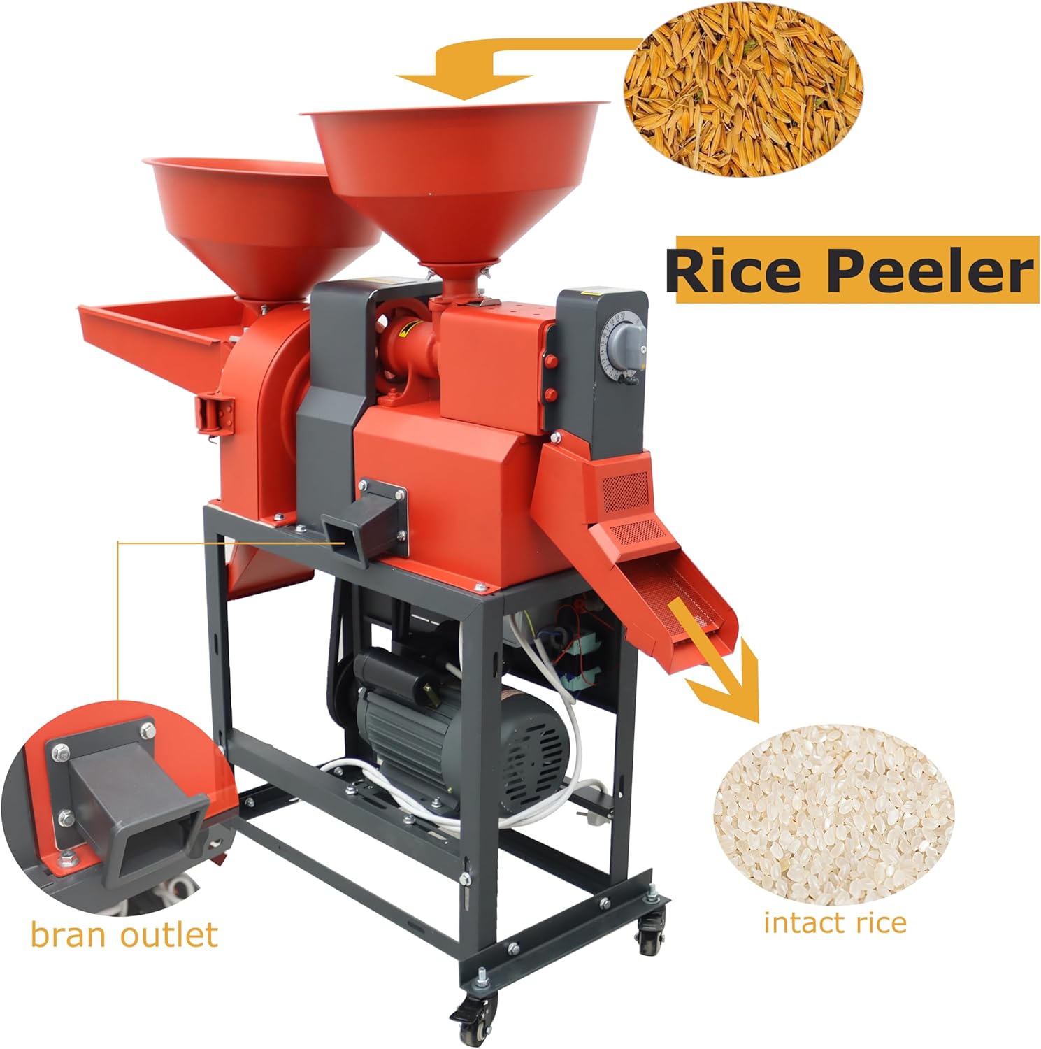 TECHTONGDA Rice Peeler Miller Grinder Sheller Huller Flour Mill Pulverizer Dehusk for Millet Corn Grain Wheat Cereals Forage with 1-Layer Screen 286-374LB/H 220V