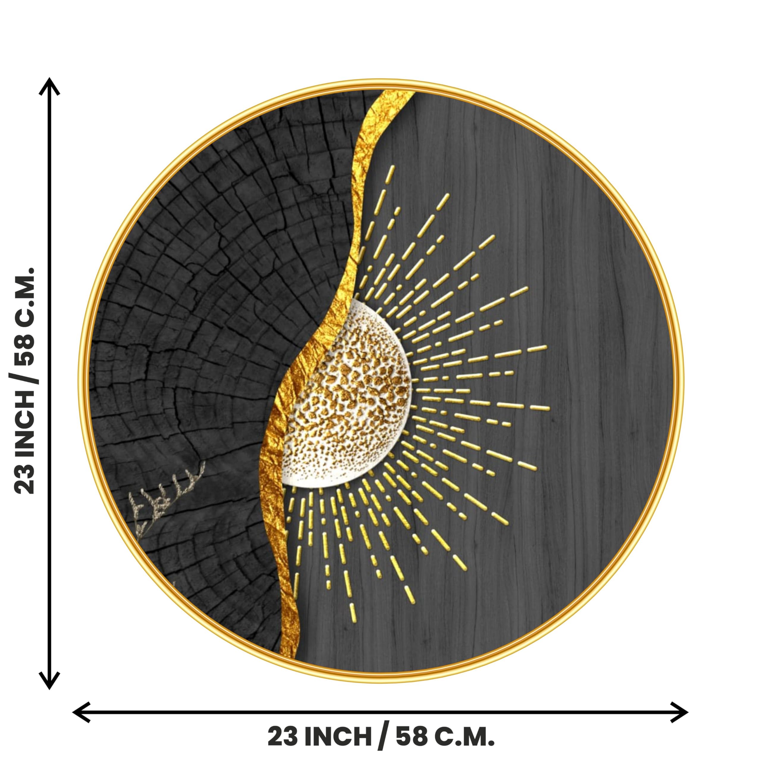 Livin'luxe paintings Abstract sunrise modern art Crystal Embedded High Gloss Mirror Finished Surface Golden Slim Frame 58 cm x 58 cm Large Size, For Home/Office/Hotel painting GR-18