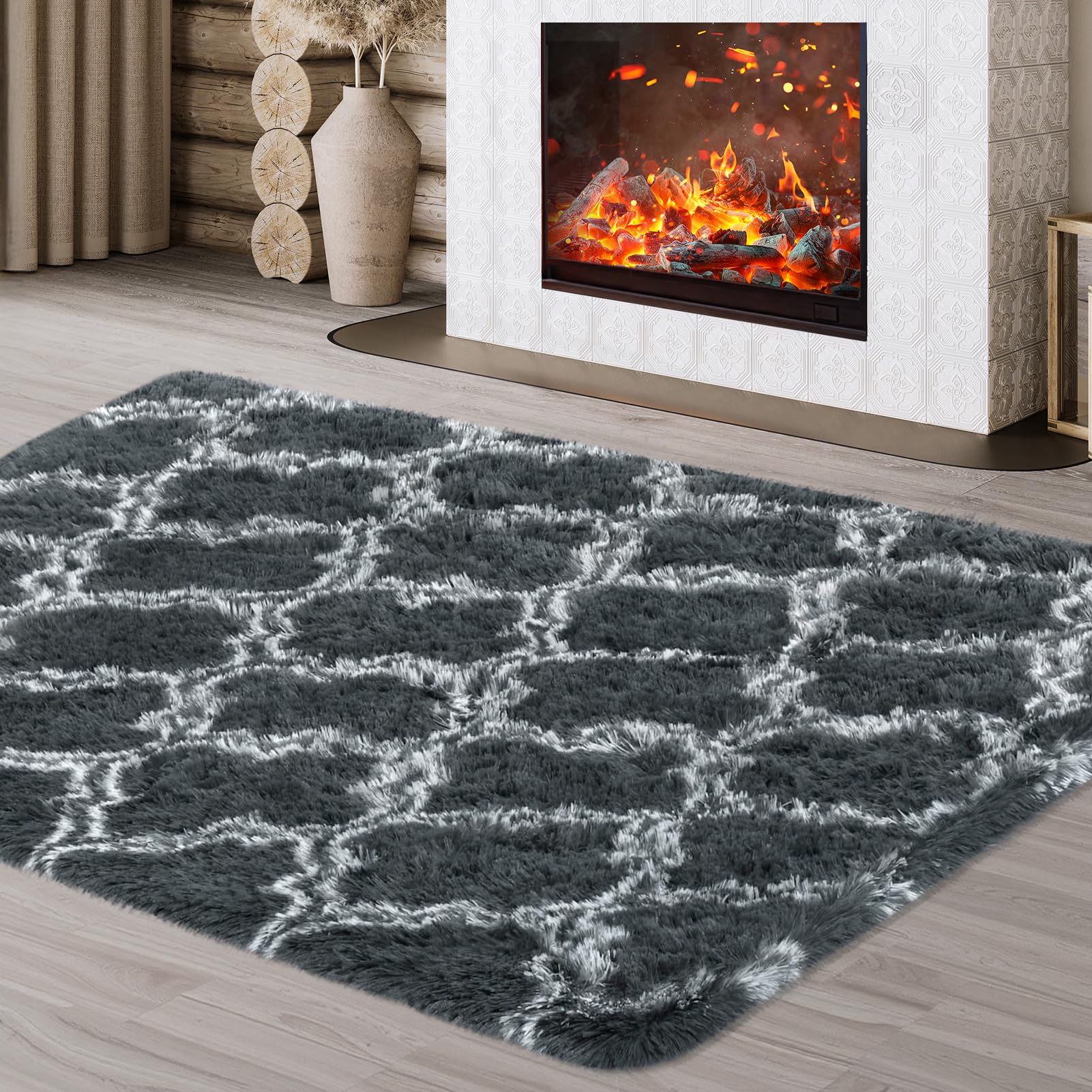 JOJOSEE Rugs Living Room, 120 x 160 cm Grey Area Rug