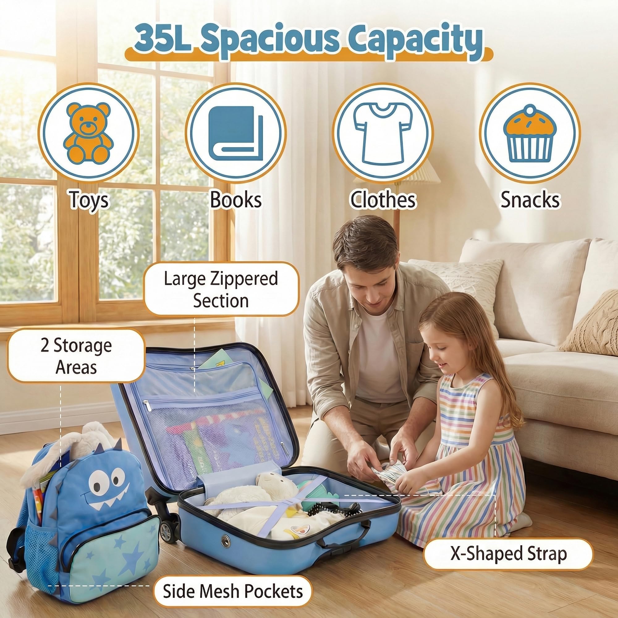SOARS Valise et Sac à Dos Enfant 58 kg, Matériau Sûr et Durable, Léger de 2,5 kg