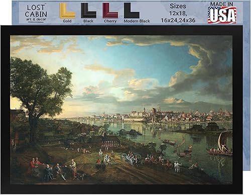 Vista de la cabaña perdida de Varsovia por Bernardo Bellotto  Imprimir marco plano negro  Reproducción de pinturas de obras de arte finas  Póster
