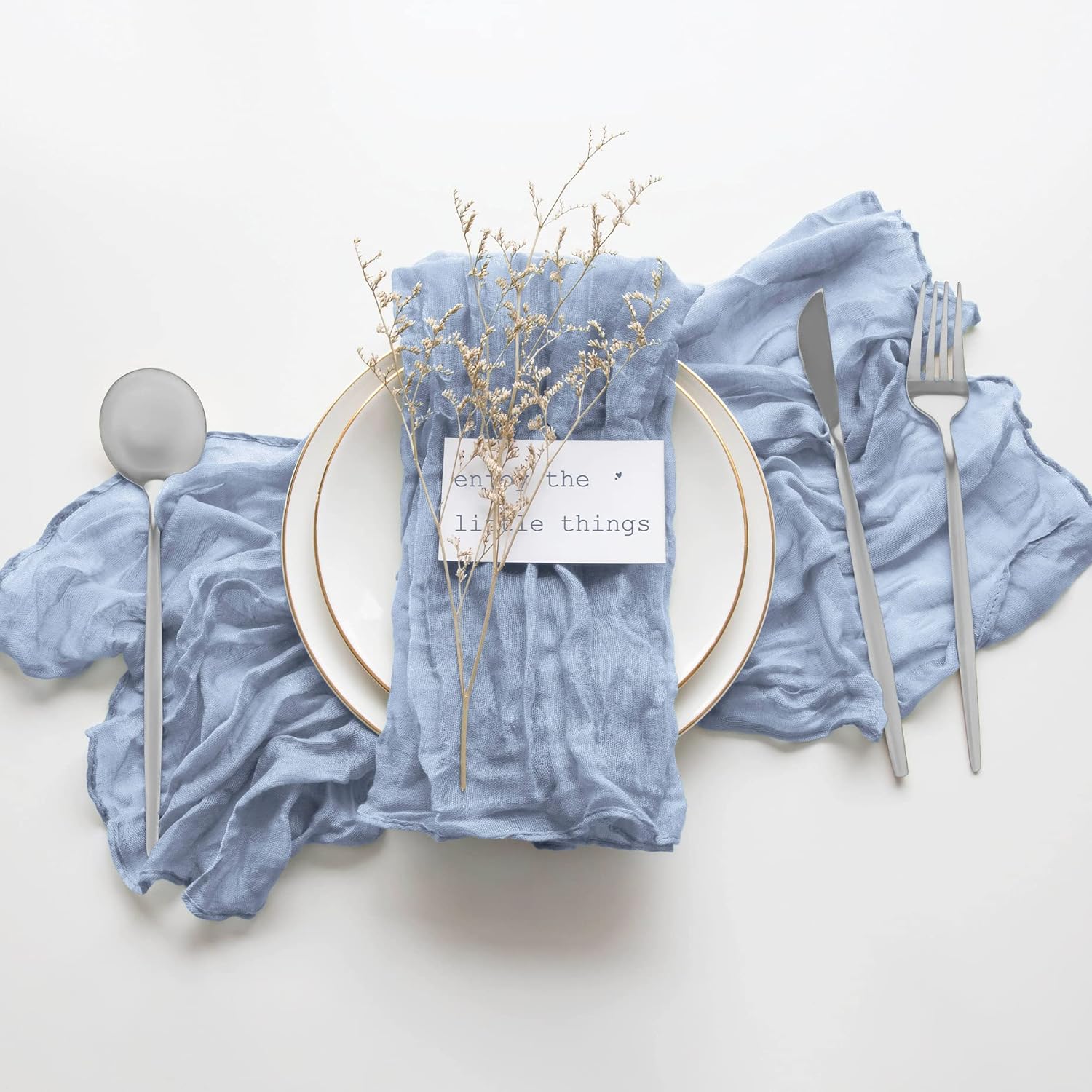 6 Pack Cheesecloth Napkins with Wrinkle 20×20 Inches Dusty