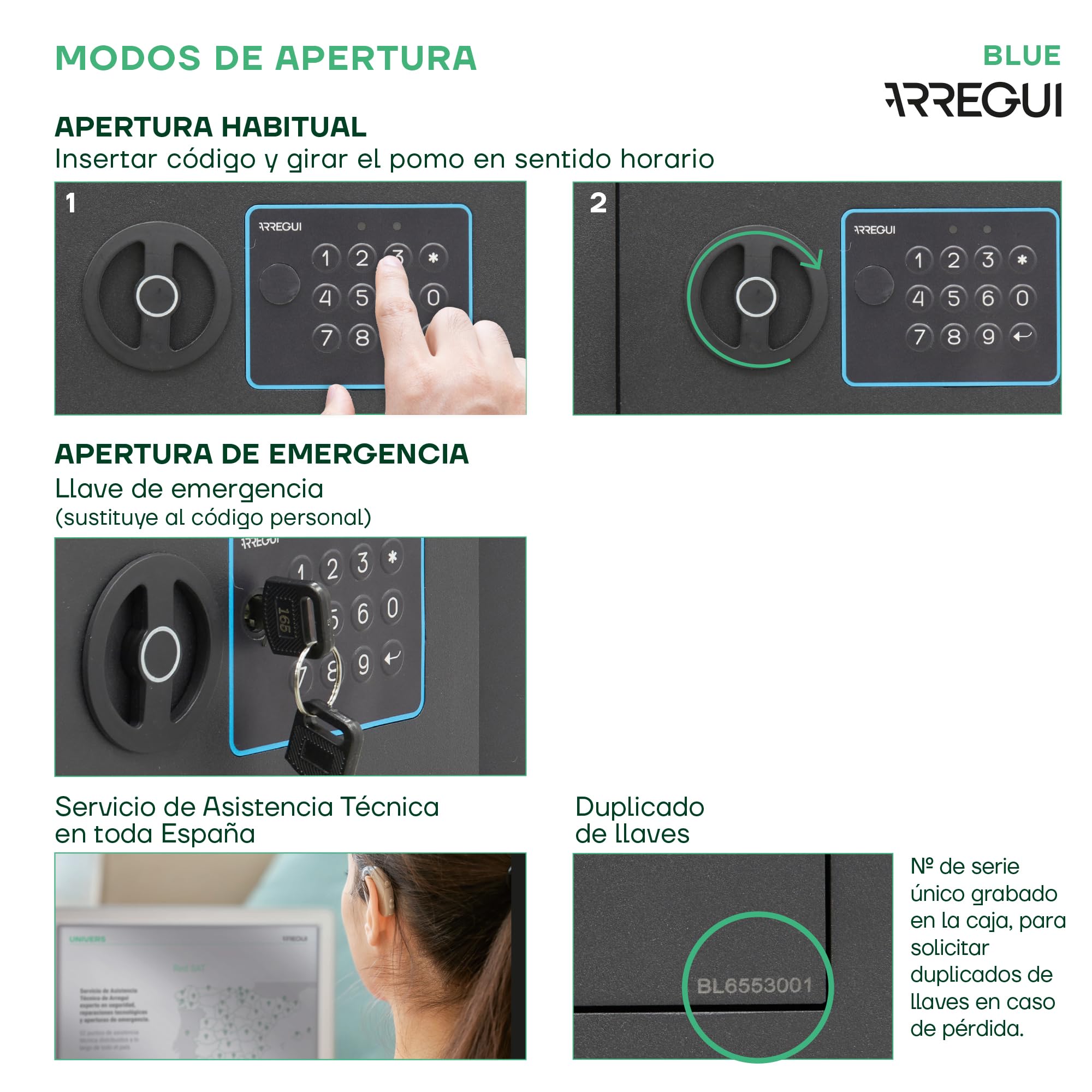 ARREGUI Blue 650120 Caja Fuerte de Acero con Cerradura Electrónica | 25x35x25 cm | 18 L | Caja de Seguridad para Casa y Hogar | Teclado con Códigos Programables | con Llave de Emergencia | grafito