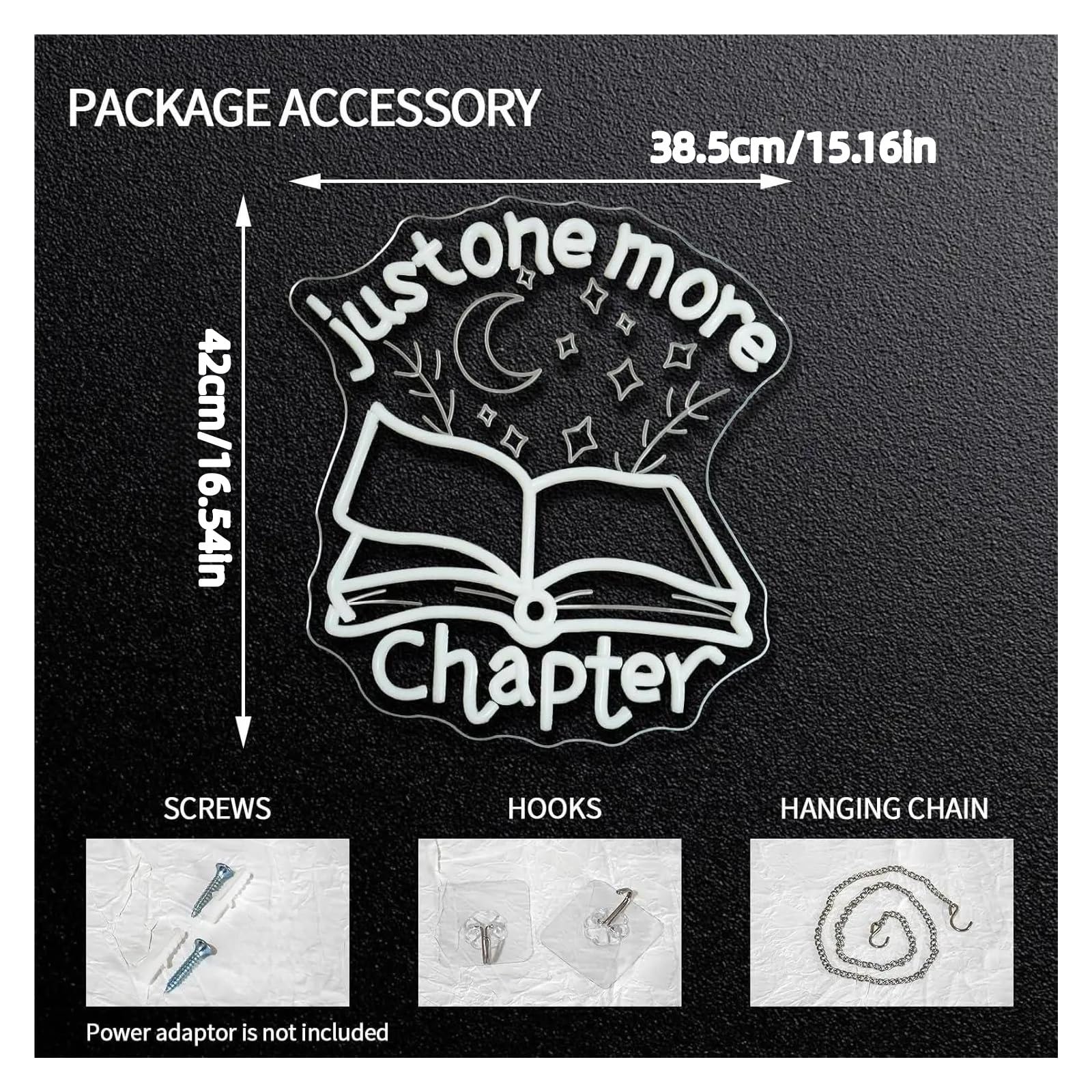 cartelli al neon personalizzati Just One More Chapter Insegna Al Neon Luce LED Dimmerabile Per Libreria Angolo Lettura Biblioteca Club Arredamento Libreria 16.54inx15.16in