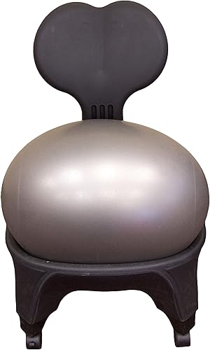 JFIT Silla ergonómica de fitness con bola de equilibrio de comodidadestabilidad, color negro, 5' a 6'3"