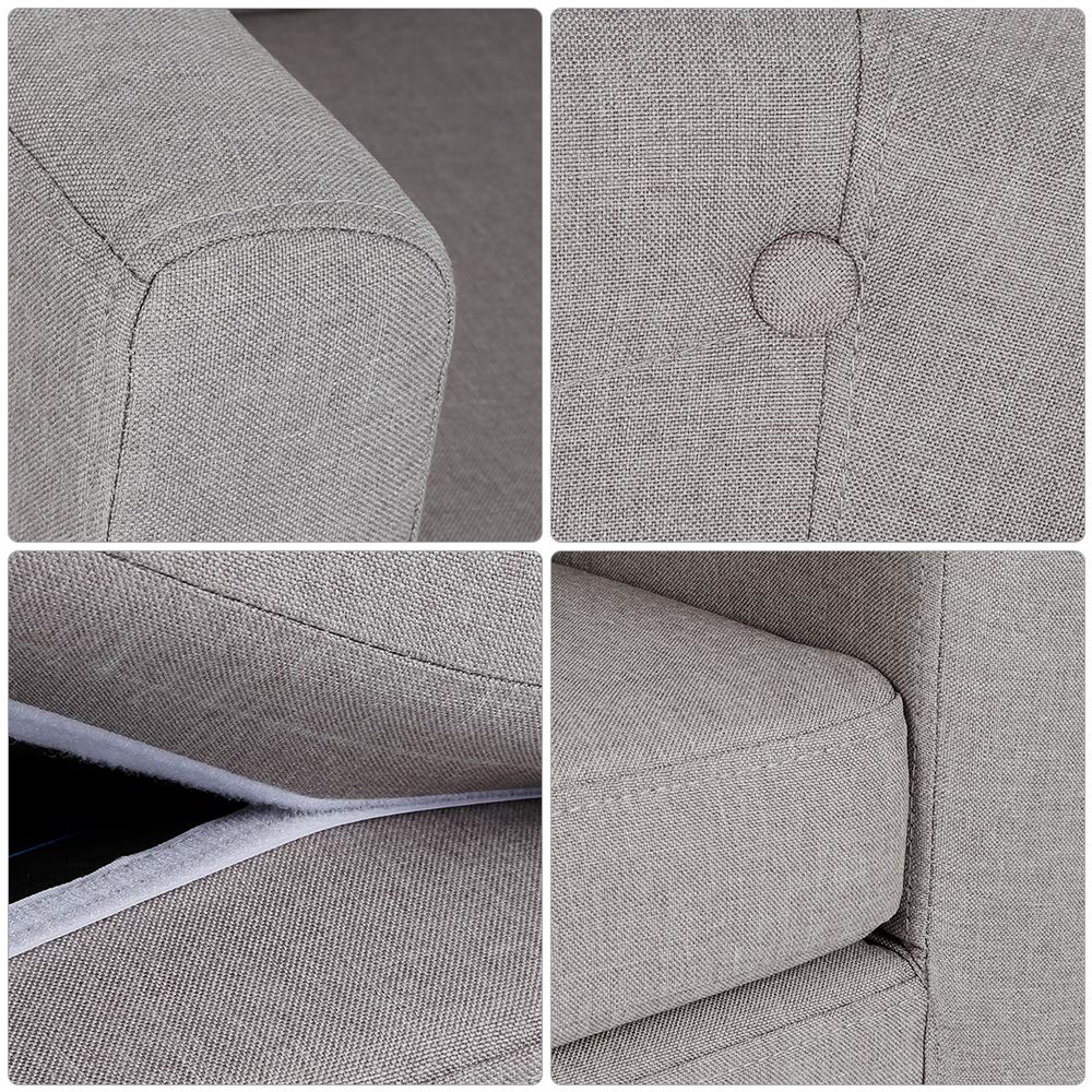 Generico Sgabello Skandinavische Sessel für Esszimmer/Wohnzimmer/Büro/Empfang/Café Leinensofa 79x64x50cm (Grau 79x64x50cm)