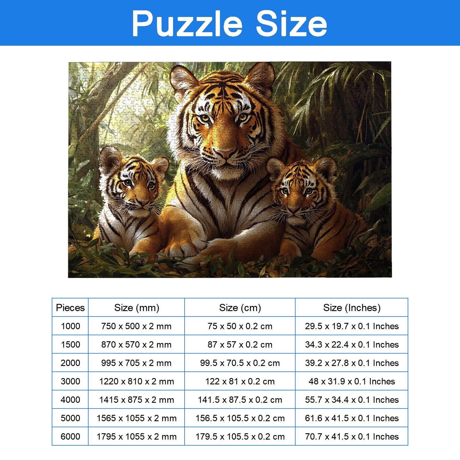 Puzzle 6000 Pezzi Tigre, Puzzle Animale 6000 Pezzi Arte per Adulti e Bambini, Misura: 179.5x105.5 cm, Puzzles Legno per Adulti con Squisita Scatola di Imballaggio, Regalo Donna, Regalo Uomo, -9155