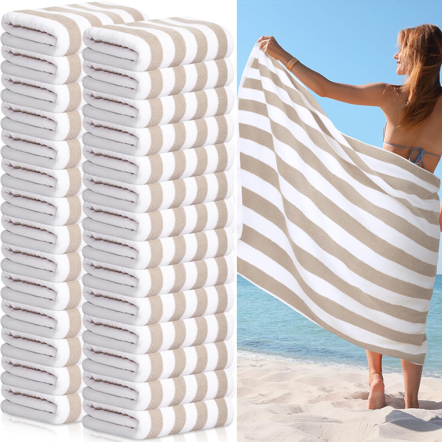 VitalCozy 28 Pcs Cotton Pool Beach Towels Bulk 30 x 70 Inch