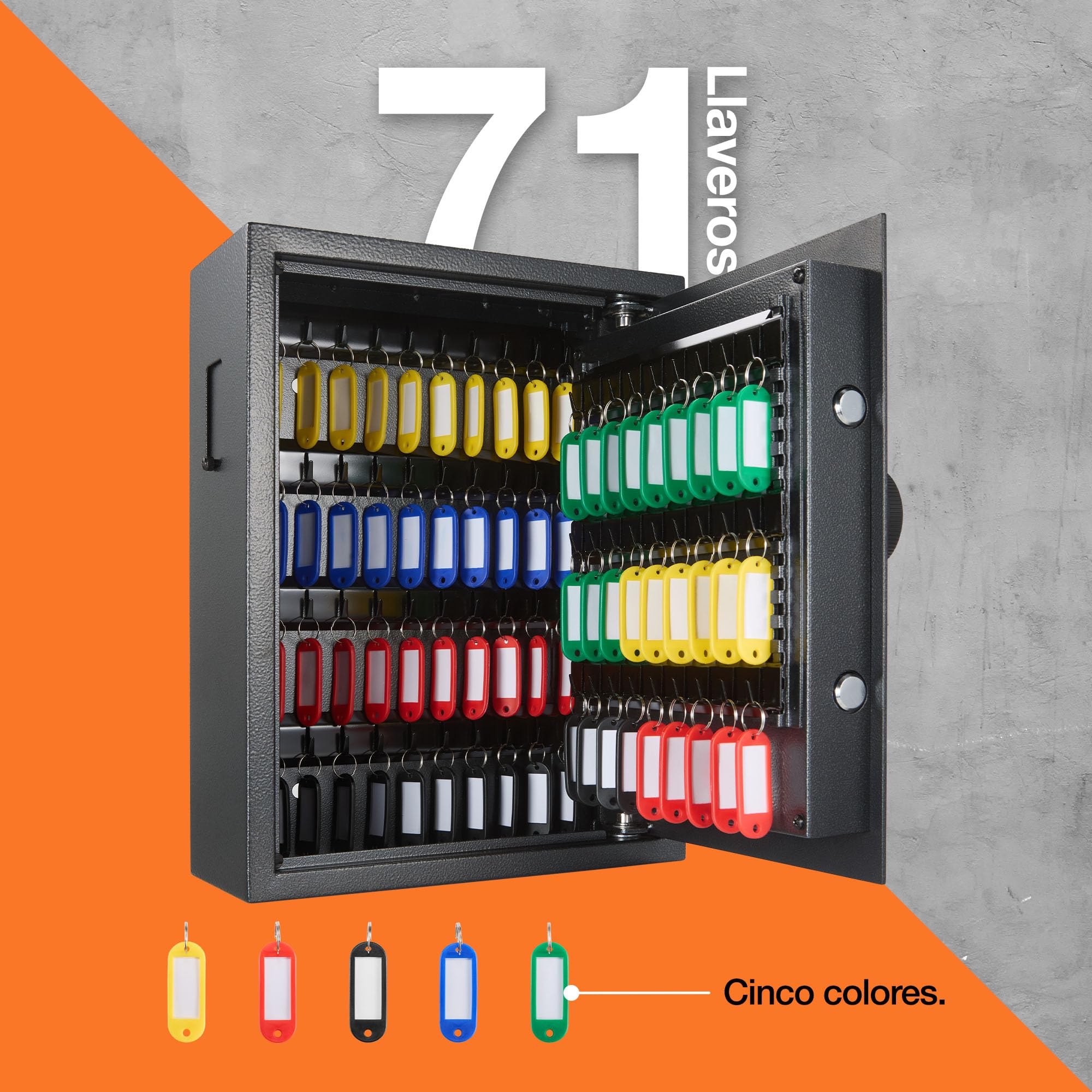 VonHaus Caja de Seguridad para Llaves con Cerradura Digital | Cerradura Solenoide, Capacidad para 71 Llaves, Organizador Casa, Oficina, Negocio, Acceso por Código, Indicadores Luminosos
