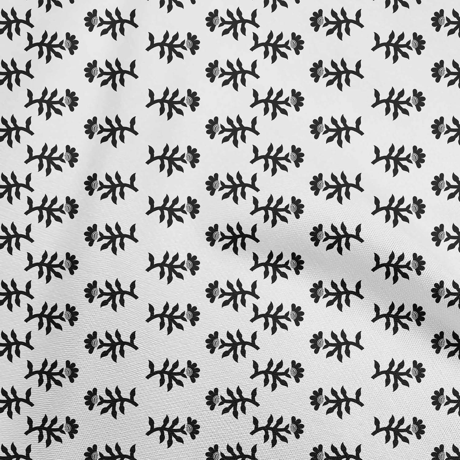 oneOone Cotton Flex White Fabric Asian Block Sewing Material Print Fabric By The Yard 40 Inch Wide