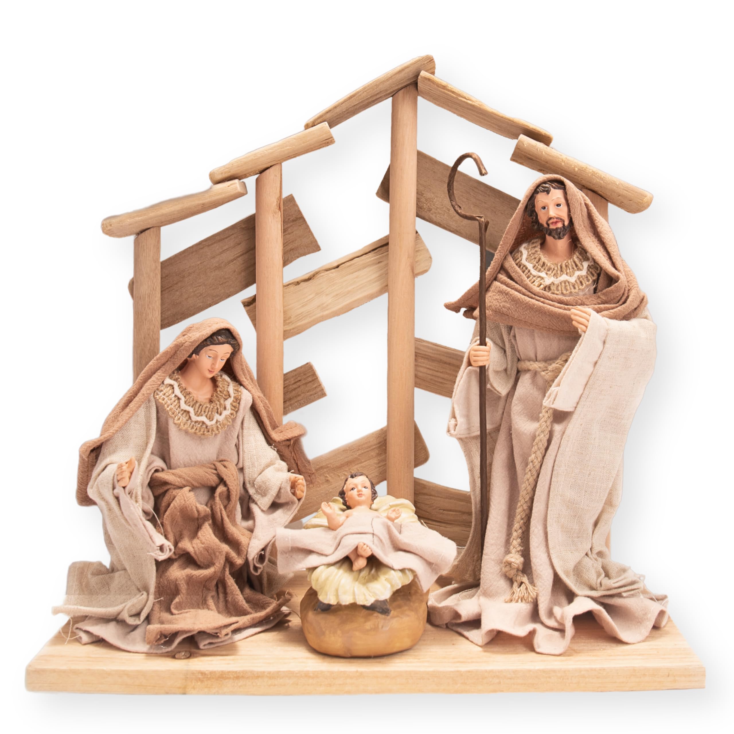 Nazareth Store Olivenholz Statue aus dem Heiligen Land Traditionelle Krippe Set ohne Stern Figuren mit Baumwollkleidung Spirituell