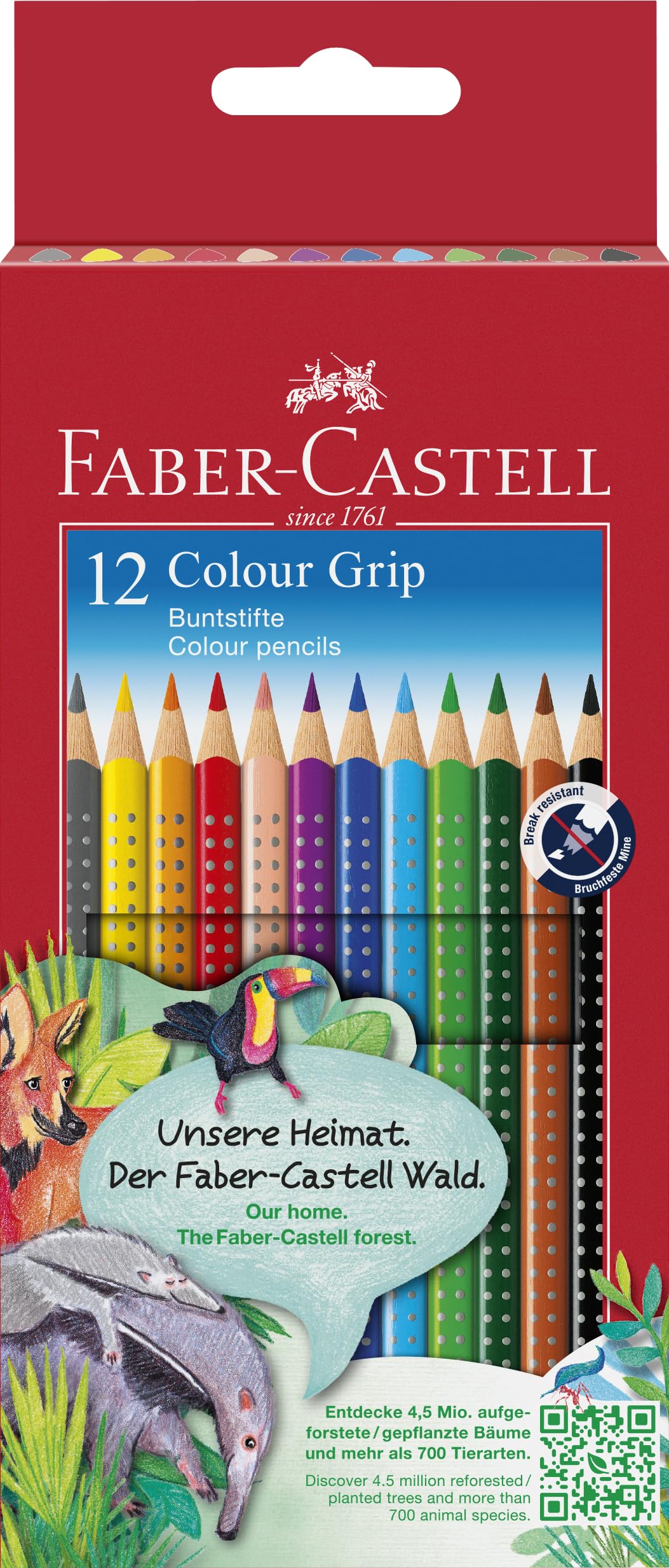 Faber-Castell Grip 2001 Boya Kalemi, Karton Kutu, 12 Renk