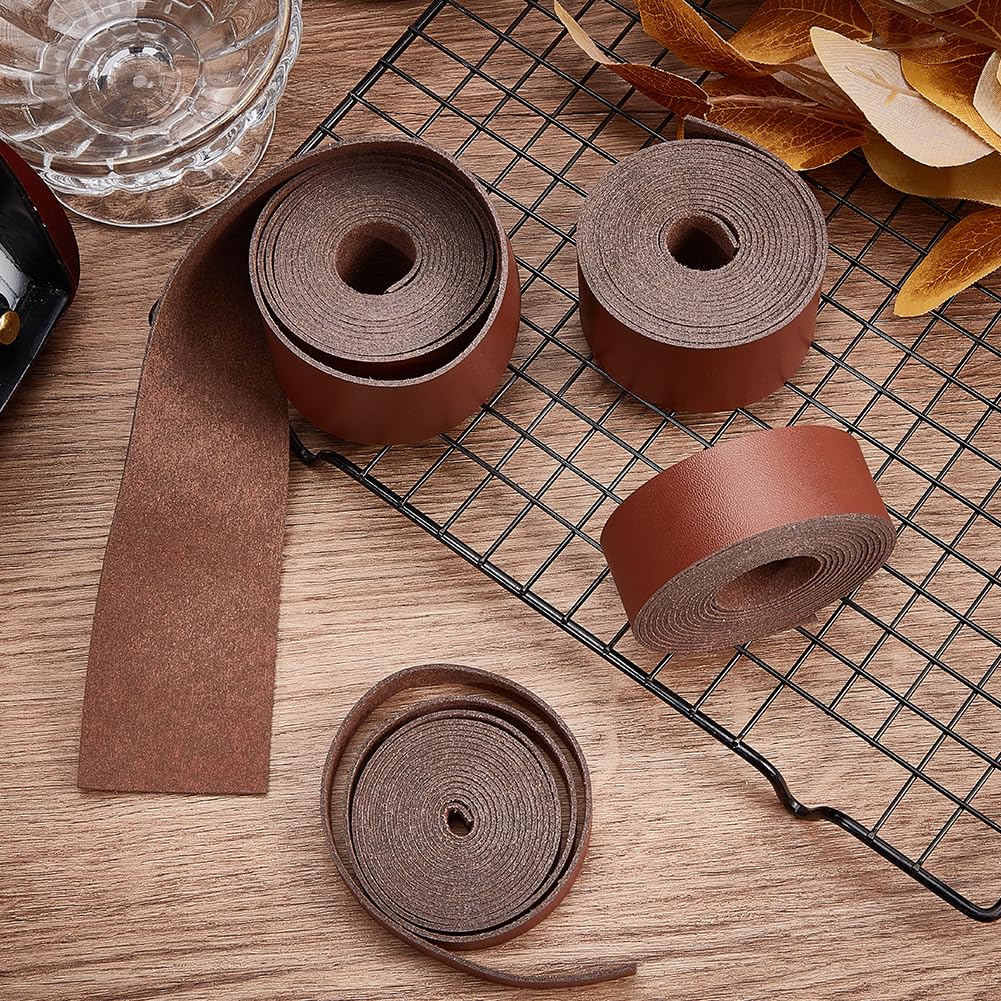 GORGECRAFT 2 Inch Wide Leather Strap 79 Inch Long Imitation Leather Strips Flat Leather Cord Lychee Grain Leather Threads for DIY Crafts Guitar Belt Jewelry Making Tooling Workshop - Image 4