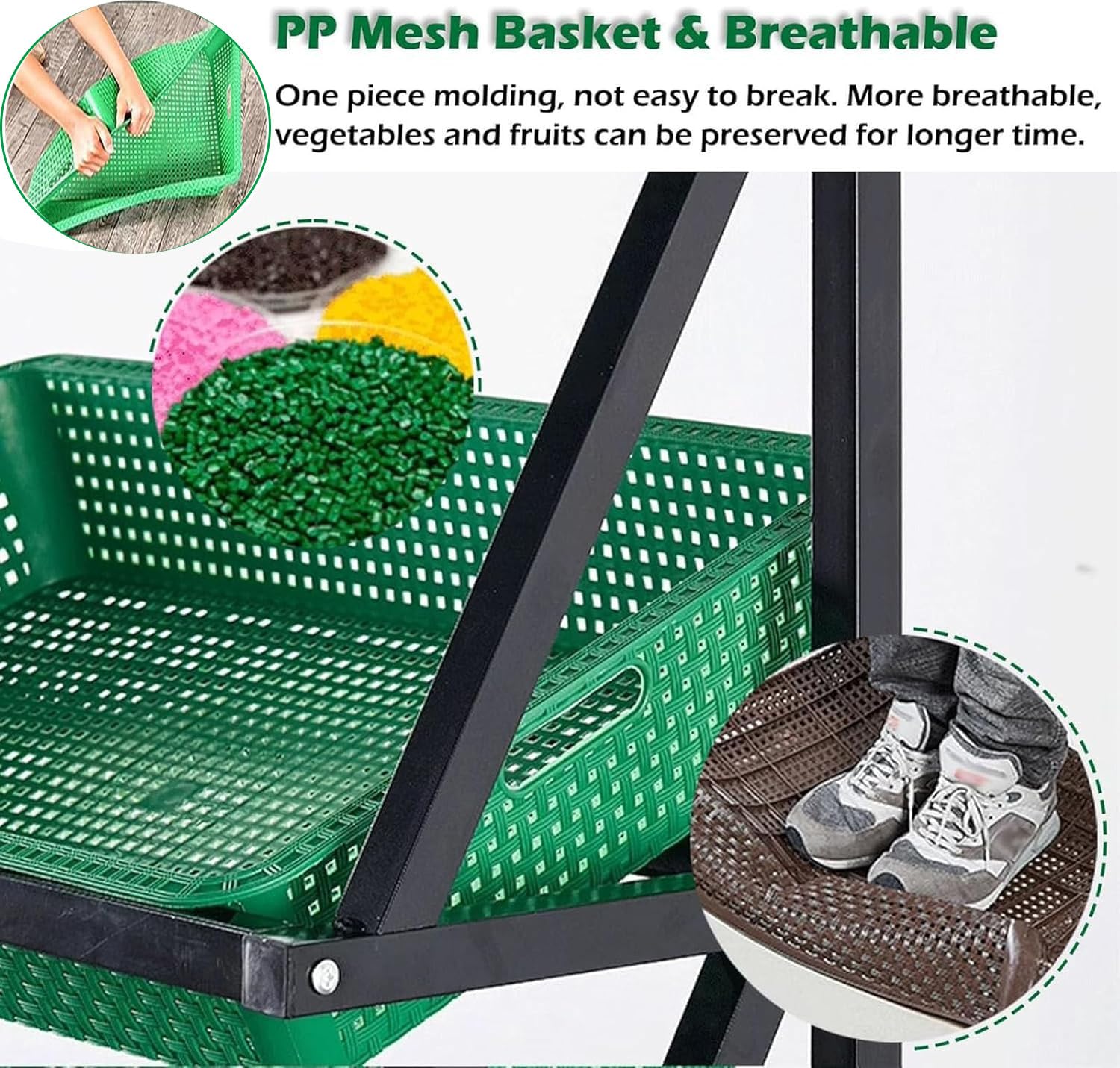 Support De Panier De Fruits Et Légumes à 4/5 Niveaux, étagère De Rangement De Panier De Magasin De Détail, Support De Fruits De Supermarché Commercial, Présentoir De Collations Green-5Tier