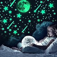 Vista 1 de Glow in the Dark Stars, Glow in the Dark Stickers with Larger Star, Moon Decor, Glow in the Dark Stars for Ceiling, Bedroom, Playroom Decor, Wall