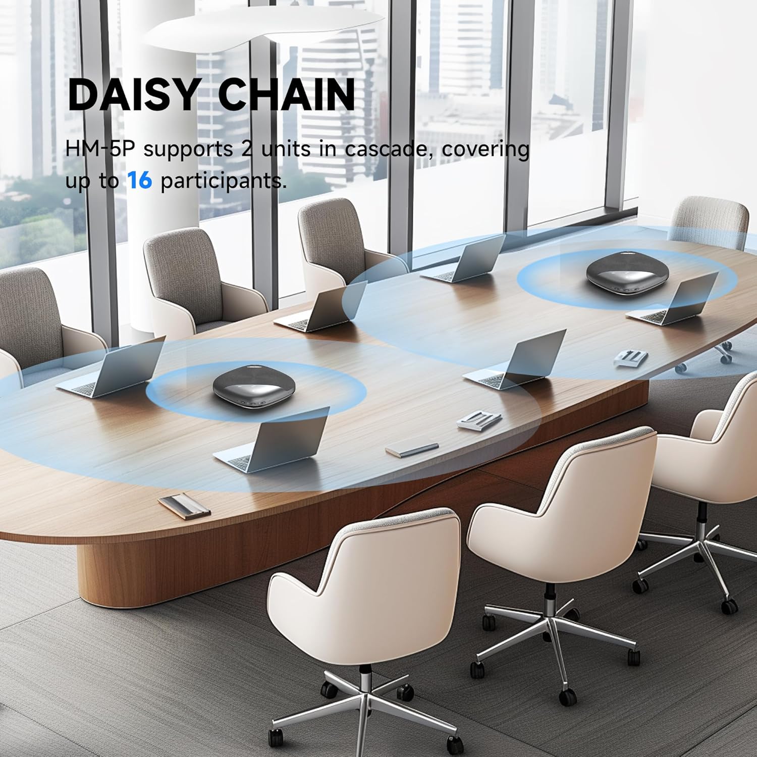 HORION Conference Speaker with Microphone, Wireless Bluetooth Speakerphone for Office Meeting Computer PC, w/8 Mics, 20ft Voice Pickup, 8H Call Time, AI Noise Cancelling, Portable with Zoom/Teams - Image 5