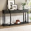 63''Long Retro Senior Console Table with 4 Front Facing Storage Drawers and 1 Open Bottom Shelf, Wooden Sofa Table Sideboard for Hallway Entryway Bedroom Living Room Antique Black-kkd24