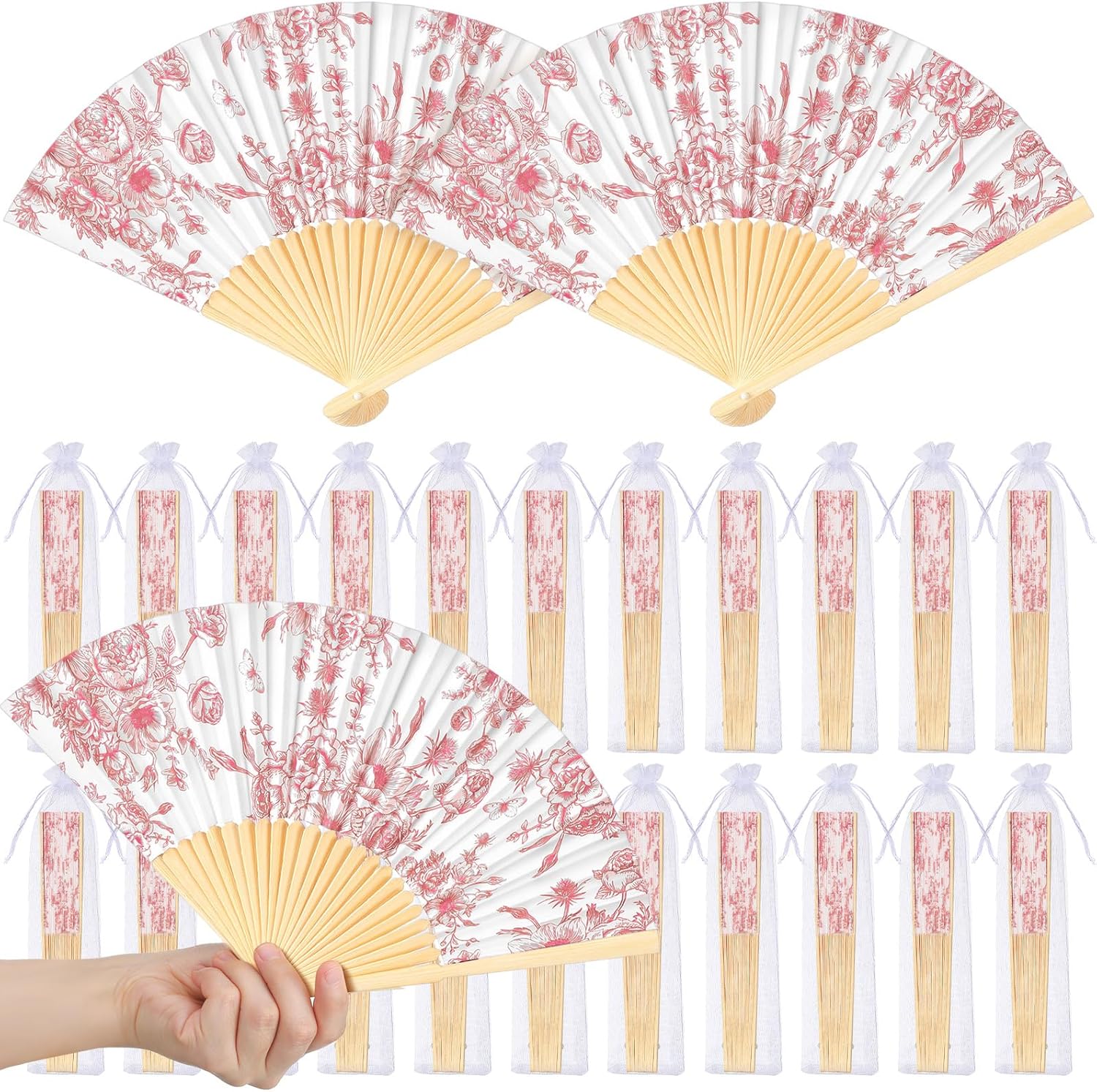 25 Sets Lemon Hand Folding Fans with Organza Bags Bulk, Guests Capri Lemon Wedding Favors for Decorations Mediterranean Paper Fans for Bridal Shower Wedding Bridesmaid Gift