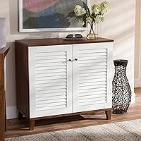 Vista 2 de Baxton Studio Zapateros, Blanco/Nogal