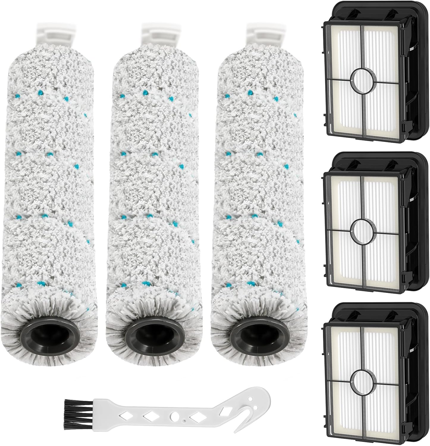 3 Pack Multi-Surface Brush Rolls 2787 and Vacuum Filters 1866 Compatible with Bissell CrossWave Max 2554 2554A 2590 2593 2596, for HydroSteam Plus 35151 3515 35152 3513 3518, Part 1618638 & 1608684