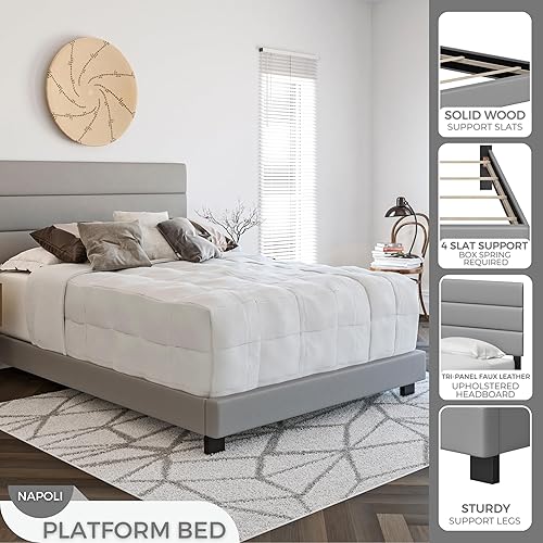 Miniatura 53 de Boyd Sleep Milan - Marco de cama de lino negro con plataforma totalmente tapizada con cabecero ajustable, base o somier calificado para su uso Negro