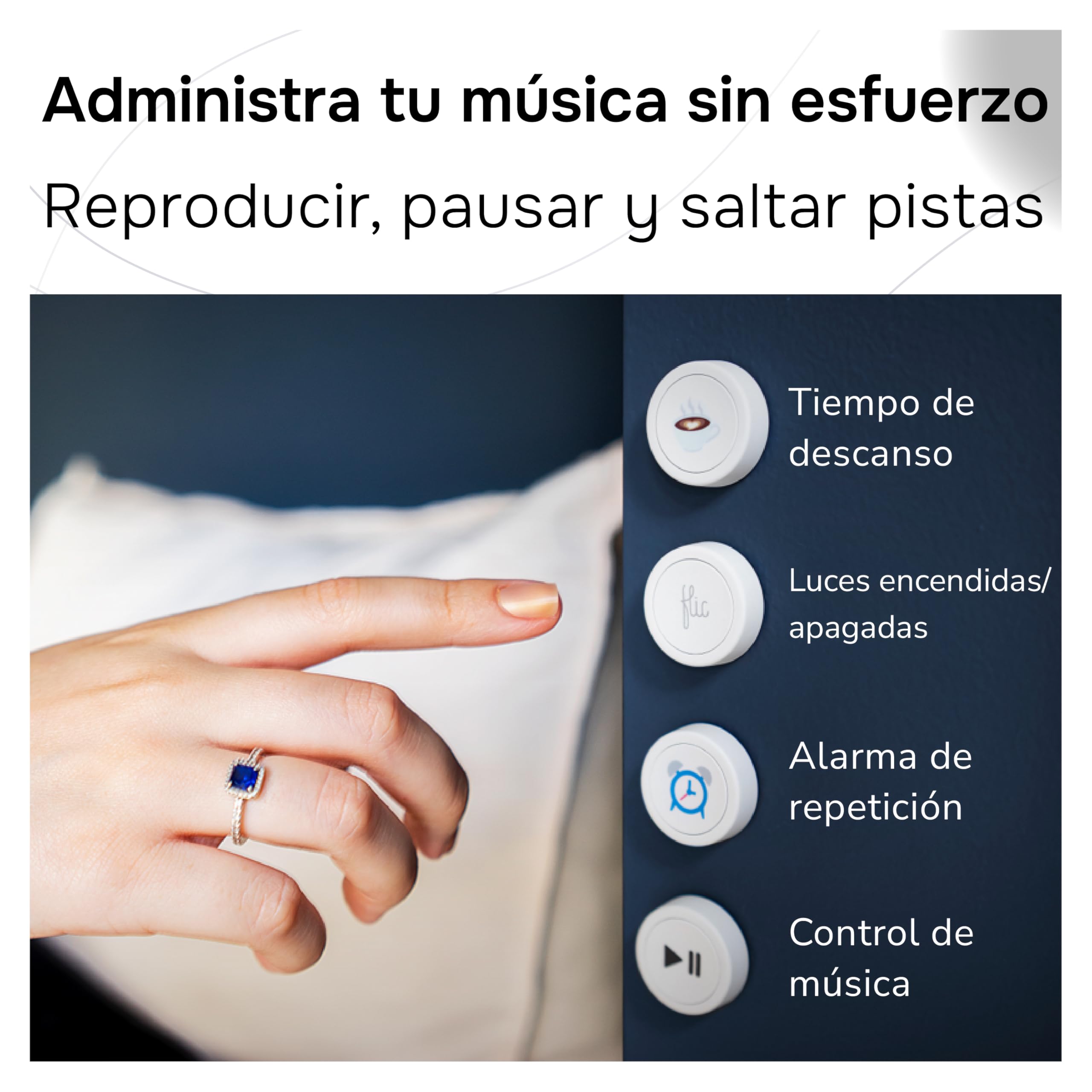 Flic Negro Botón Paquete de 3 Controla Luces Música Compatible con Alexa HomeKit Matter Configuración vía App Flic Requiere Bluetooth Wi-Fi