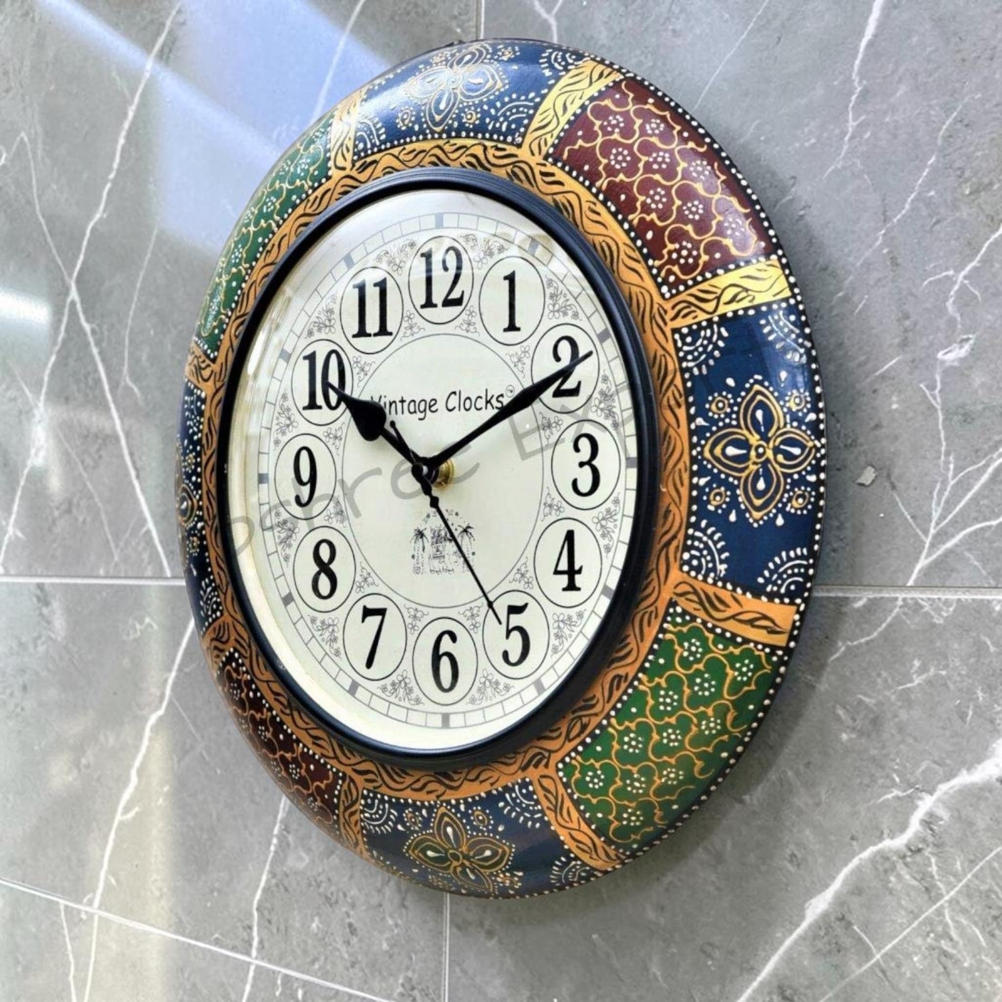 Vintage Brass Inlay Wall Clock - Handcrafted & Stylish -19