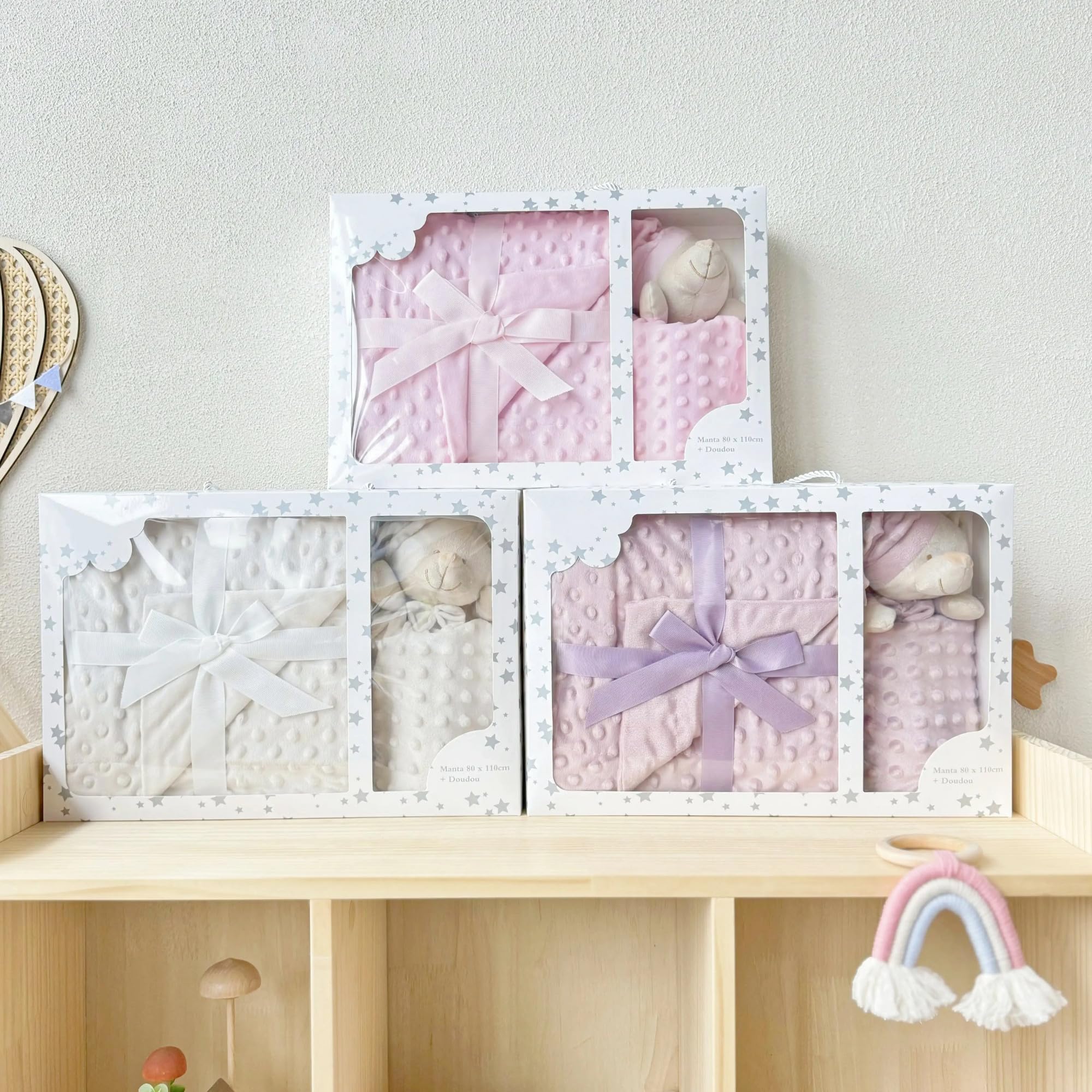 Couverture personnalisable avec nom brodé Cadeau pour parents Baptêmes Baby shower (couverture + doudou)