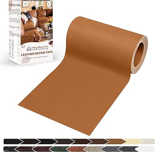 Vista 32 de KING MOUNTAIN Parche de reparación de cuero, cinta de reparación de cuero autoadhesiva de 4 x 63 pulgadas para muebles de cuero dañados, asientos