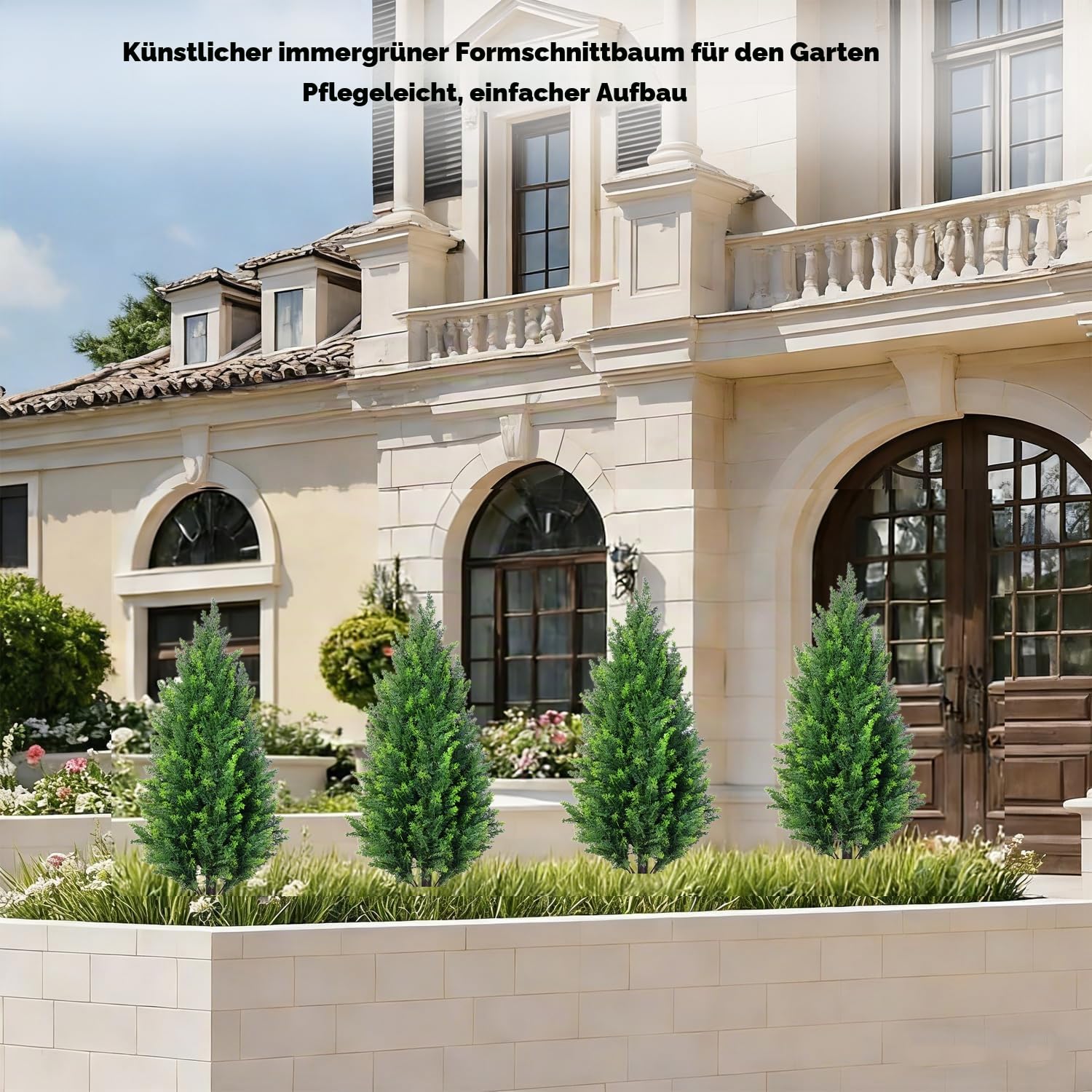 90cm hohe künstliche Zedernbäume im Topf 2er-Set, realistische immergrüne Formgehölze, UV-beständig & wetterfest, künstliche Topfpflanzen für Veranda, Garten, Balkon und Innendekoration