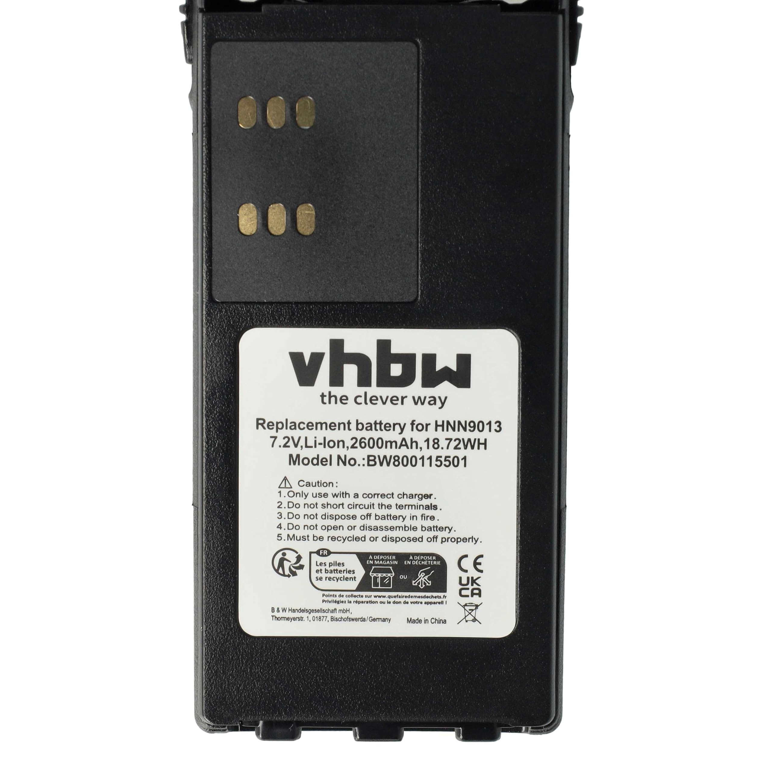 vhbw Batterie Compatible avec Motorola GP140, GP320, GP328, GP338, GP340, GP360, GP1280, GP240, GP280 Radio Talkie-walkie (2600mAh, 7,4V, Li-ION)