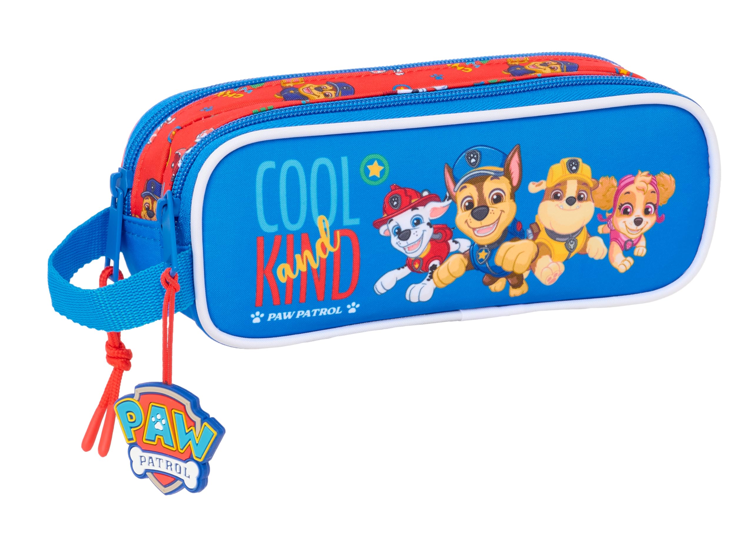 PAW PATROL COOL – Double Child's Pencil Case, Children's Pencil Case, Ideal for School Age Children, Comfortable and Versatile, Quality and Resistance, 21 x 6 x 8 cm, Red/Blue, M, Casual