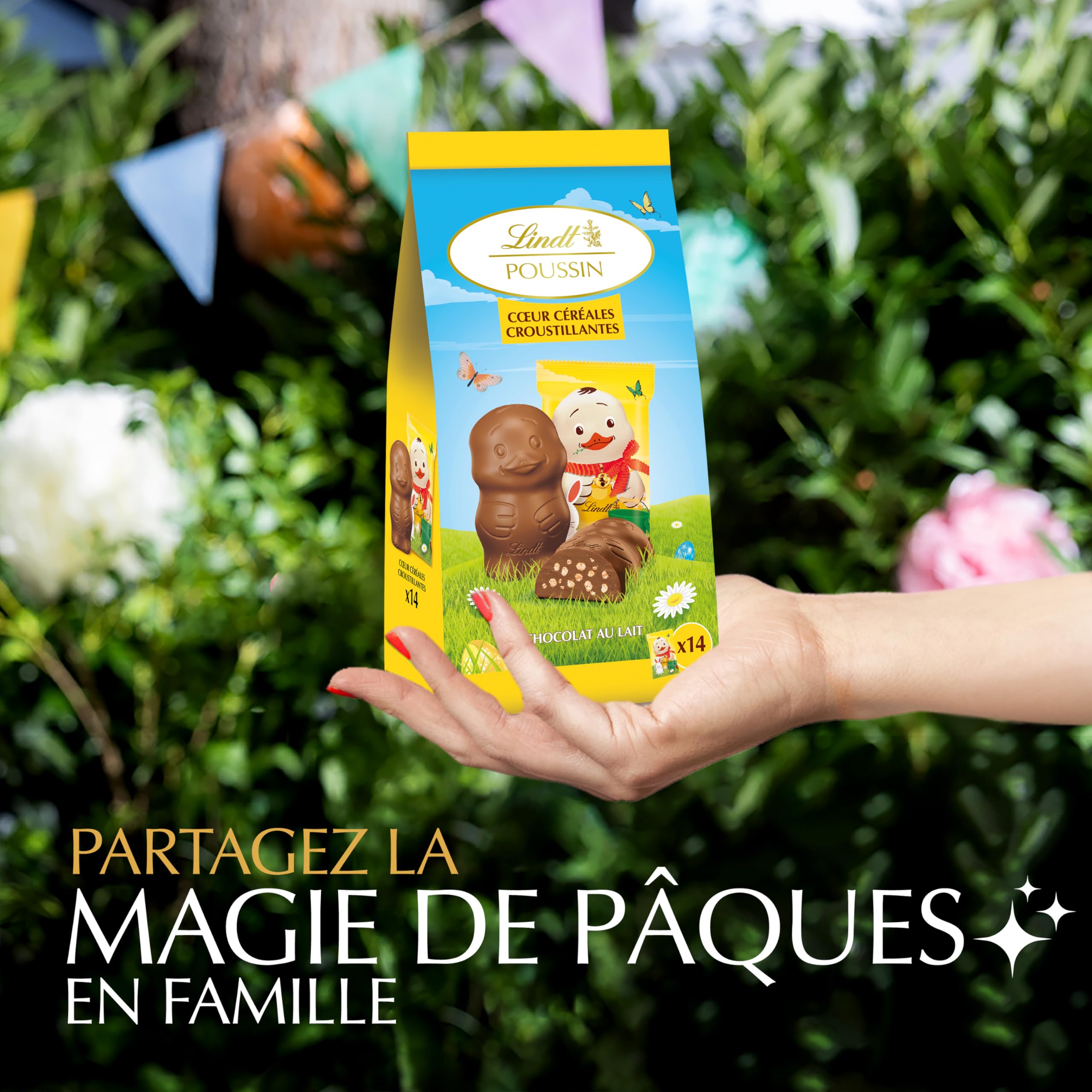 Lindt - POUSSIN - Sachet de Mini-Moulages fourrés - Chocolat au Lait et Céréales Croustillantes - Idéal pour Pâques, 130g