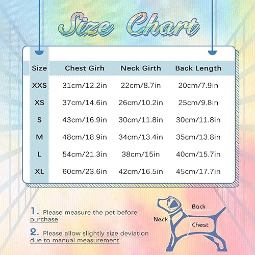 Miniatura 2 de Kuoser Ropa de perro teñido anudado, pijama suave para cachorros, sudadera para mascotas, mono ligero para gatos, ropa acogedora de cuatro patas,