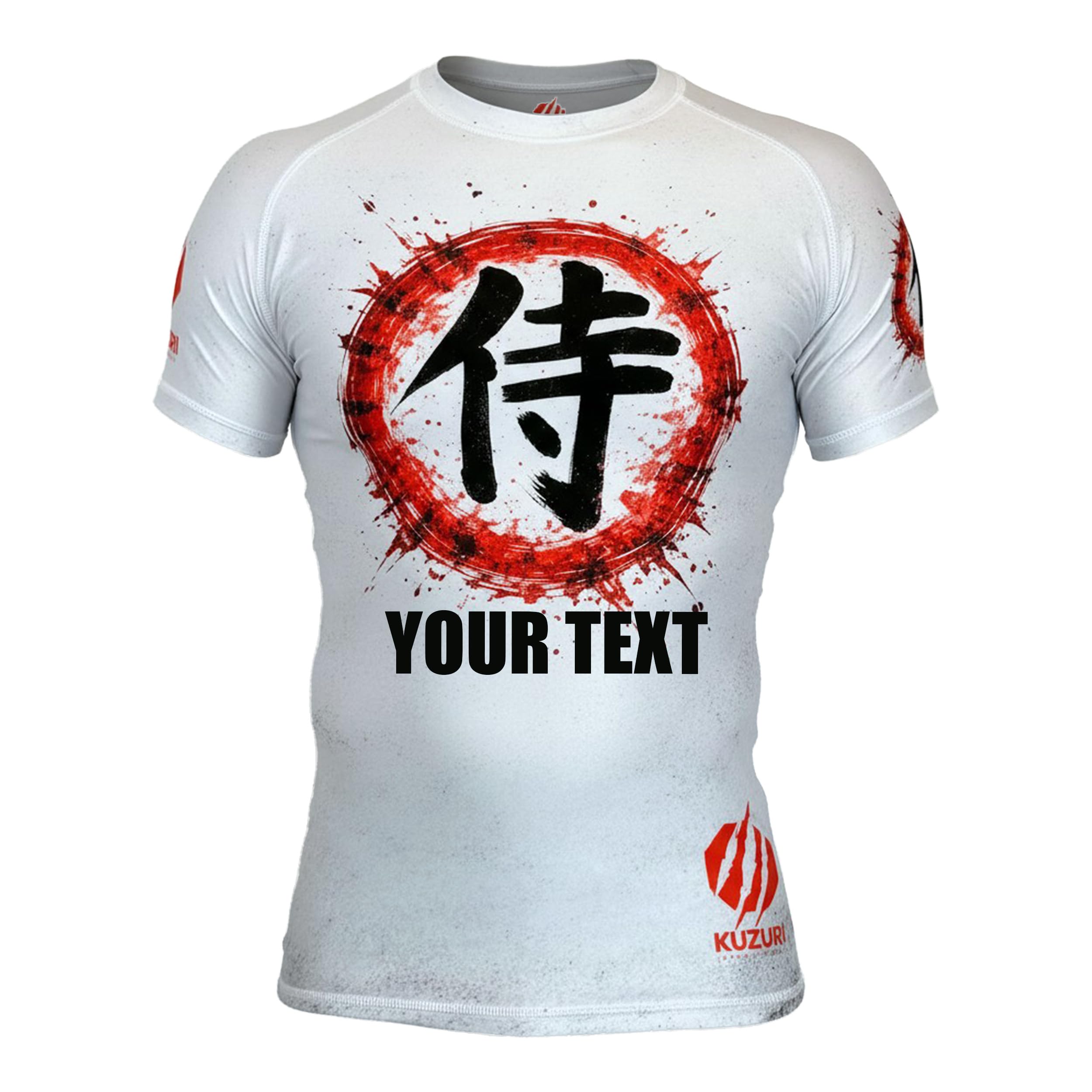 KUZURI Kampfsport Tshirt Herren – Personalisiertes Rashguard BJJ, MMA Samurai – Atmungsaktives Funktionsshirt für No-Gi, Grappling & Kickboxen