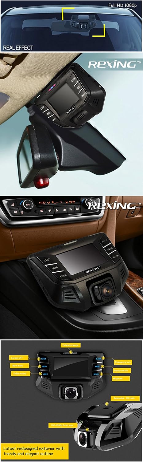 REXING S500 Pro 1080P Wide Angle Super Night View Mode Dash Cam for Cars with 32GB MicroSD Card