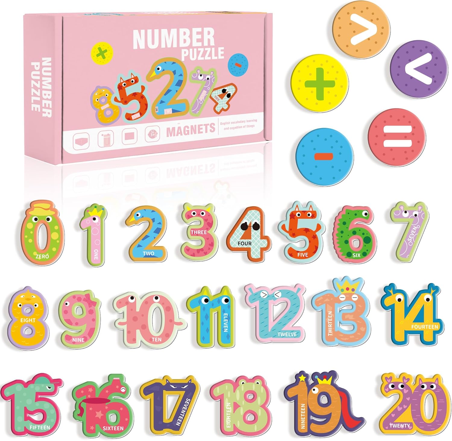 6 Themes in 1, 125+ Patterns Large Fridge Magnets for Toddlers 1-3, Large Magnetic Letters and Numbers, Animal Magnet, Vehicle Magnet, Magnetic Puzzles for Kids, Fridge Magnets for Toddlers 1-3