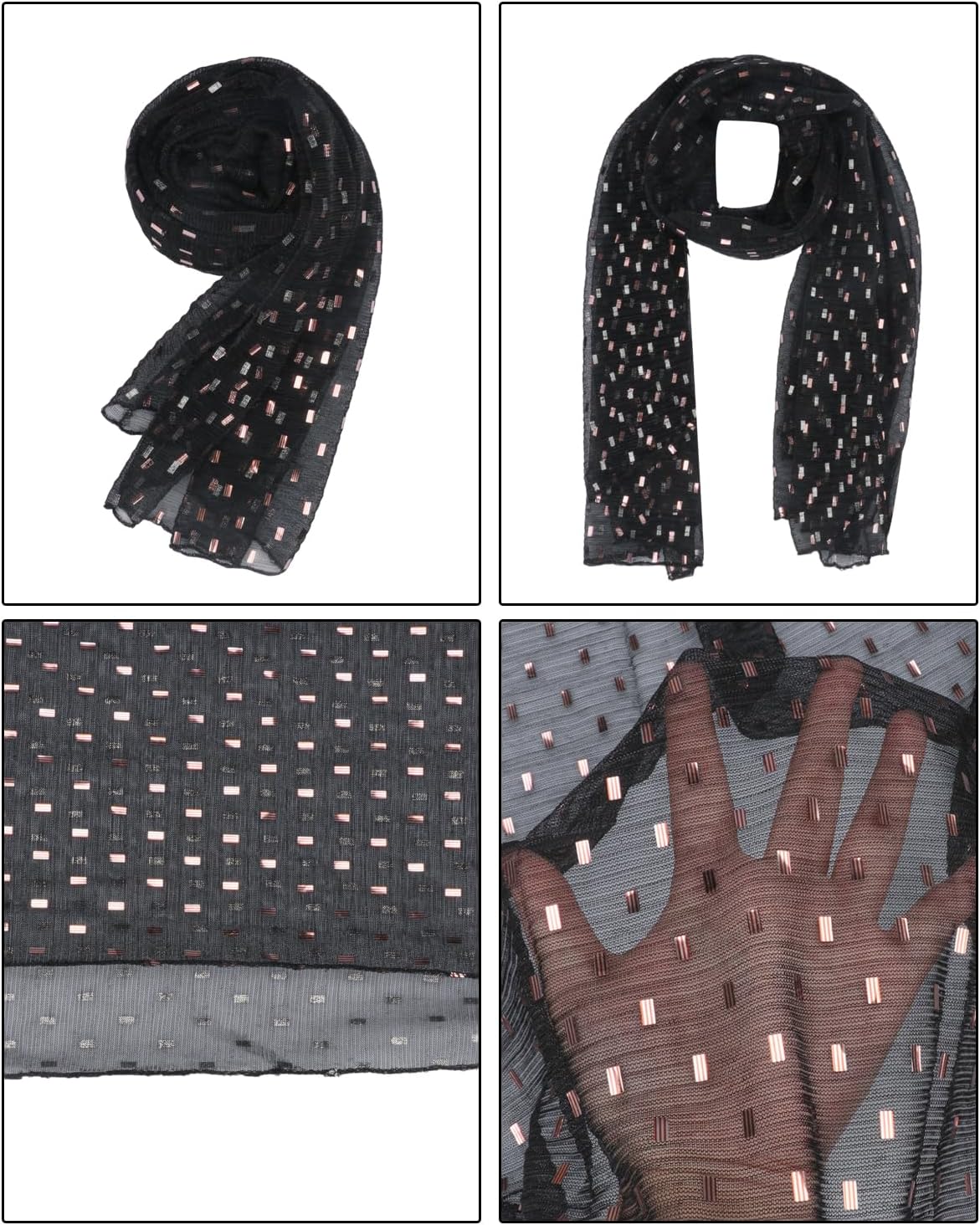AIBEARTY Women's Sparkle Sequin Hijab Scarf Elegant Muslim Headwrap Shawl | Soft&Lightweight,Sheer Long Head Wrap,Rhinestone Embellishment,Modest Head Covering,Evening Wedding Party Scarves