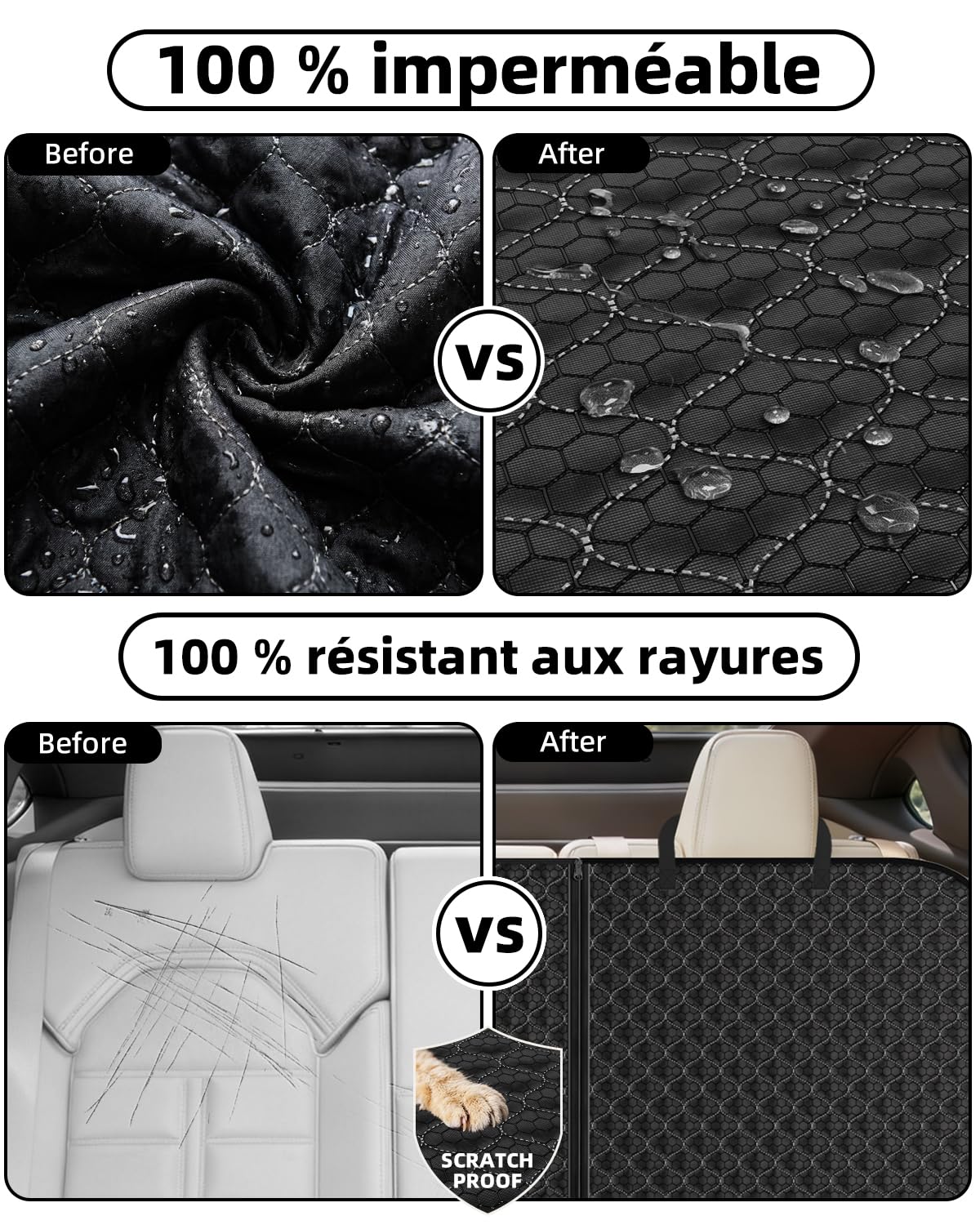 Protection Voiture Chien Imperméable Antidérapante Housse Voiture Chien Compatible avec les Sièges Auto Protection Siege Voiture Chien pour Chiens Enfants Convient à la Plupart des Voitures Suv Camion