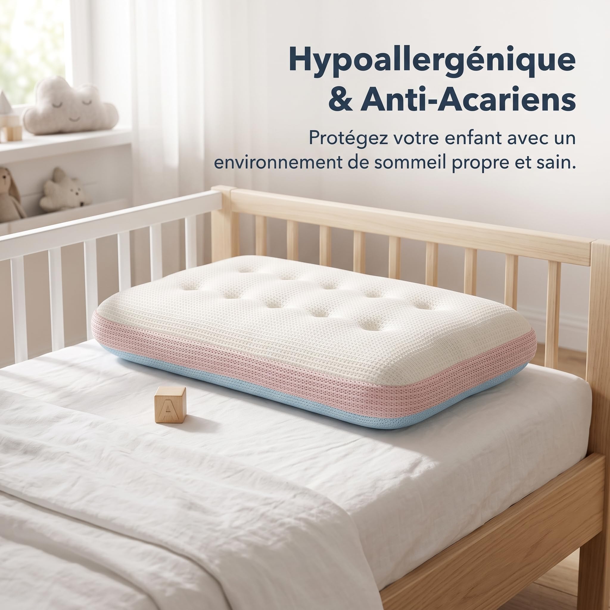 Almohada Rectangular Viaje 3D Air - Transpirable y Antibacteriana - para