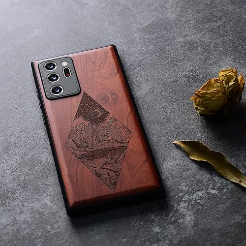 Miniatura 9 de Carveit Funda de madera para Galaxy Note20 Ultra [madera real dura y TPU suave negro] funda protectora de madera única y elegante compatible con