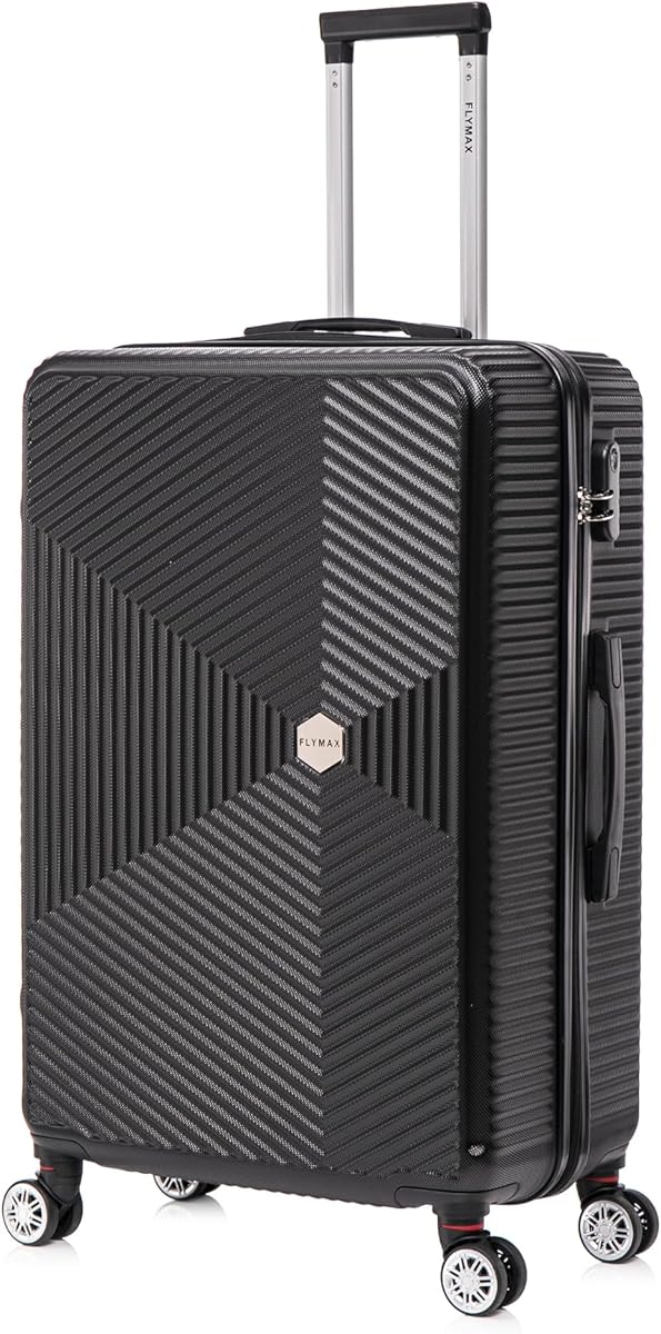Flymax 29" Large Suitcases on 4 Wheels Lightweight Hard Shell Luggage Durable Check in Hold Luggage Built-in 3 Digit Combination Black 106L
